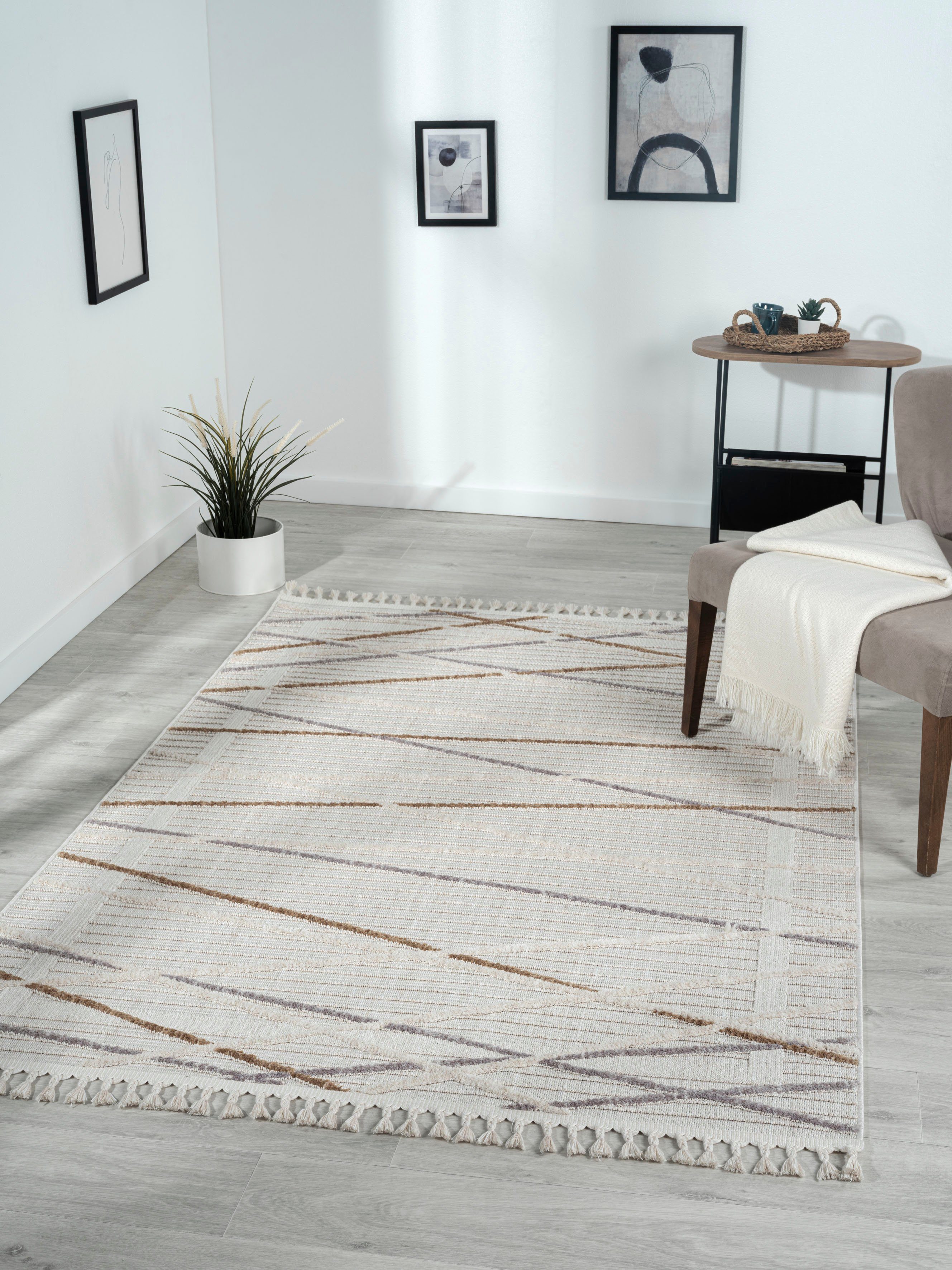 Myflair Möbel & Accessoires Vloerkleed Luana 1 voorraadopruiming Kortpolig, sisal-look, hoog-laag effect, met franjes, bijzonder zacht moderne