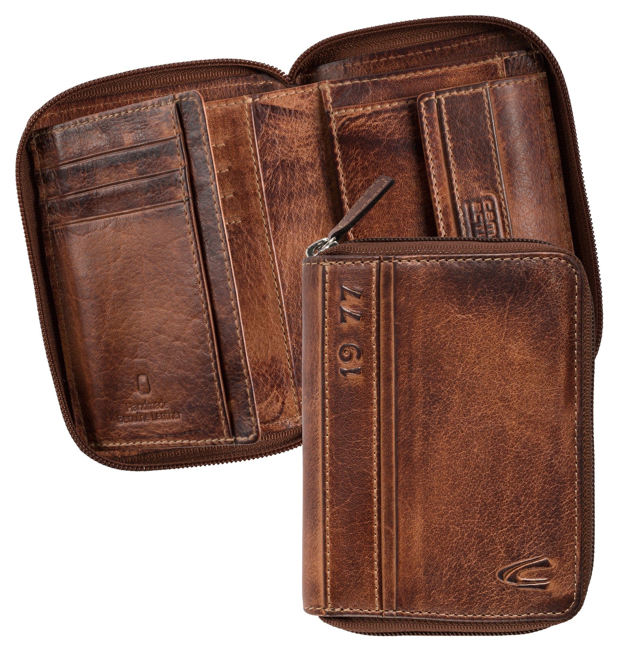 camel active Portemonnee Melbourne van hoogwaardig rundleer met robuuste stiksels in used look
