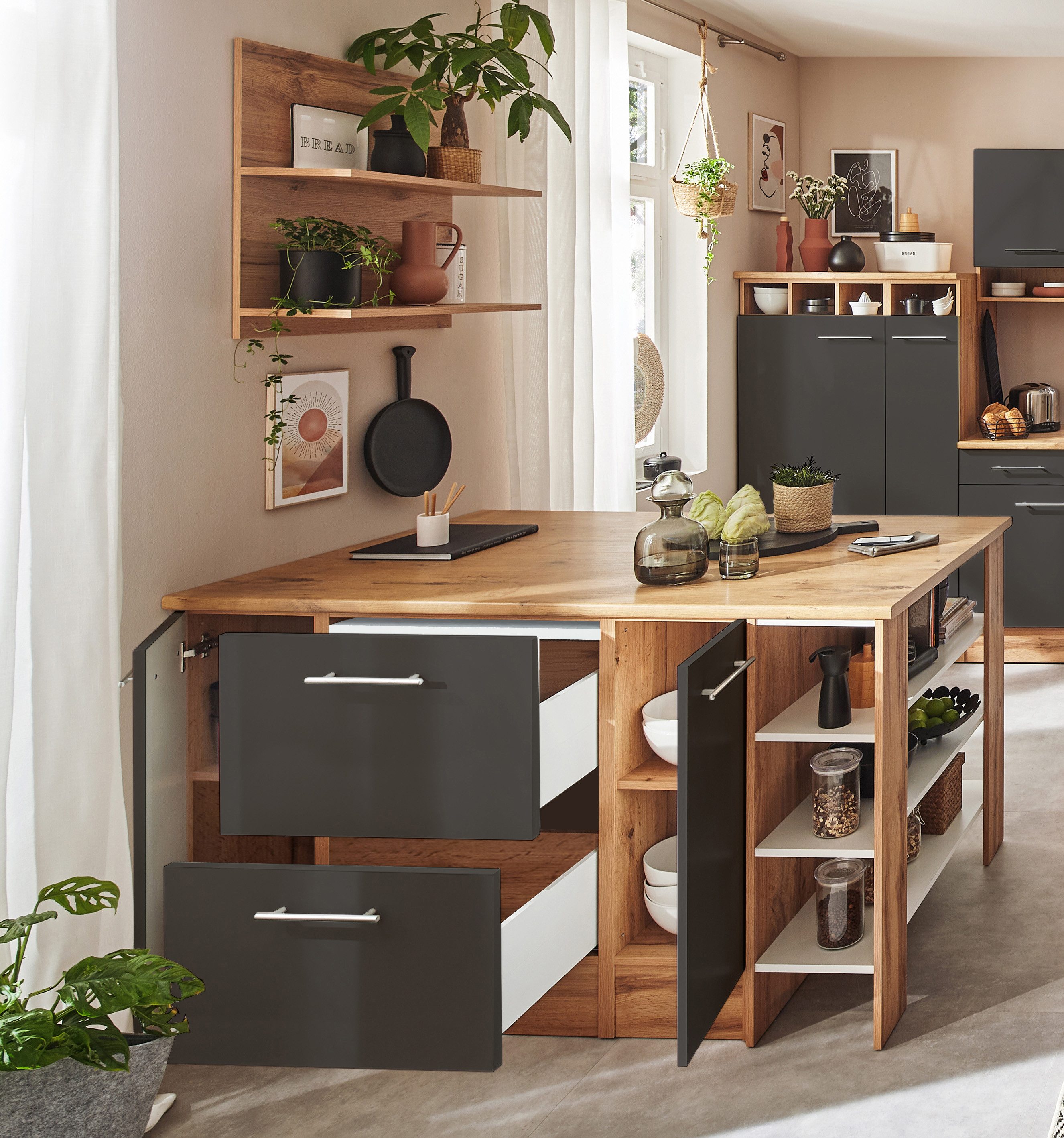 RESPEKTA Kookeiland HILDE Breedte 150 cm, incl. wandplank