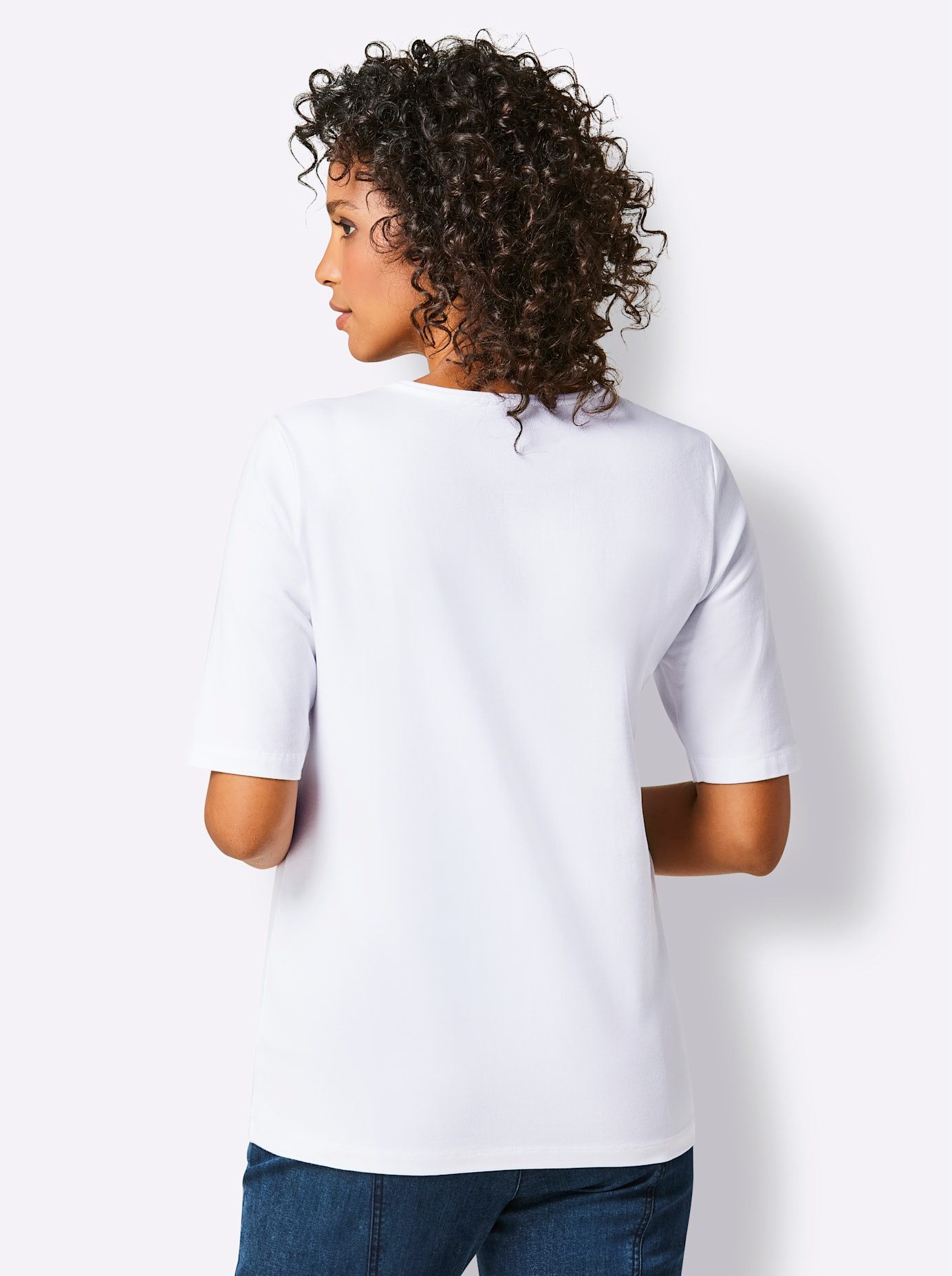 CREATION L PREMIUM Shirt met V-hals Pima-katoenen shirt (1-delig)