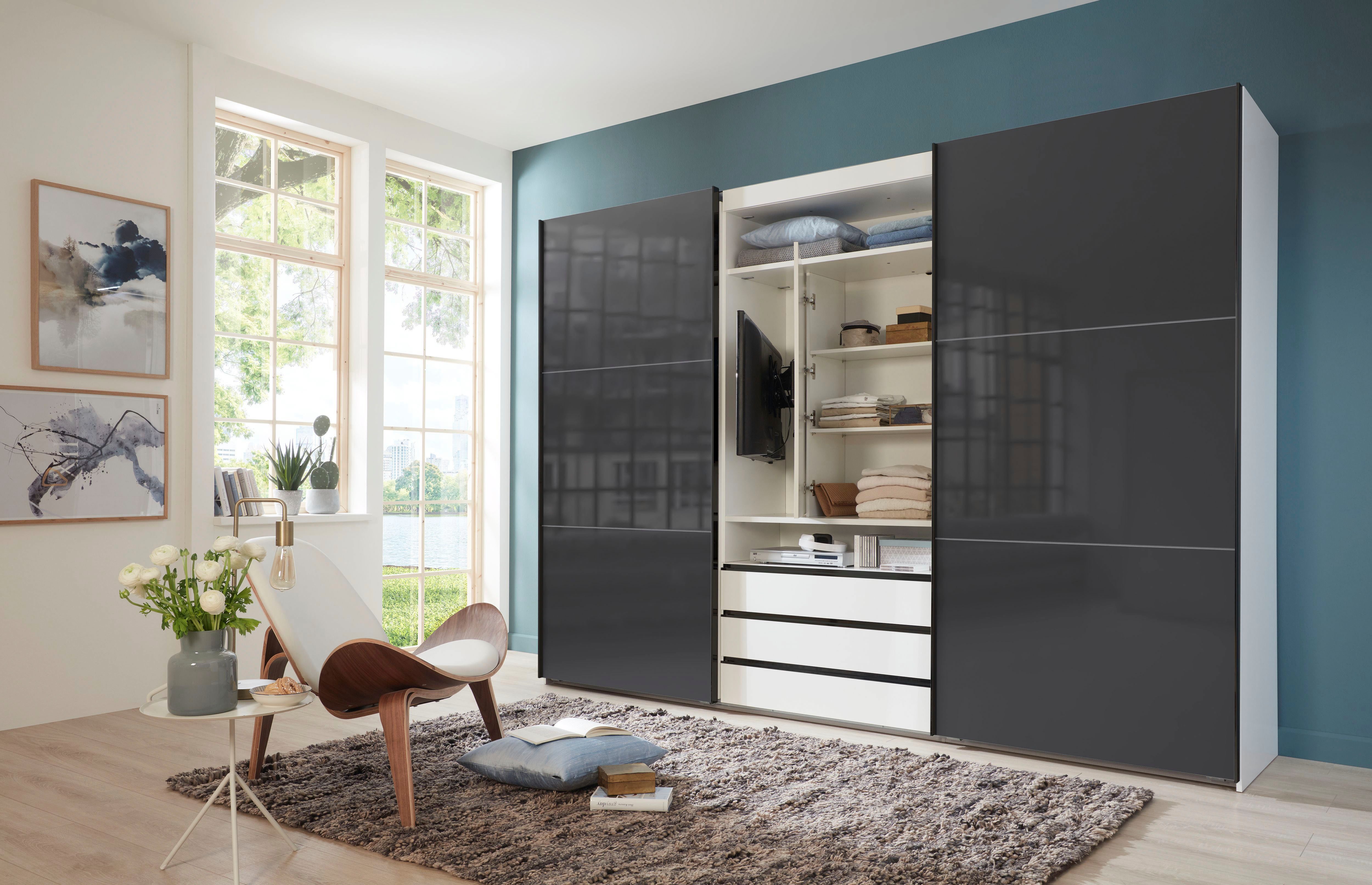 Wimex Zweefdeurkast Magic by fresh to go mooie extra: met draaibaar tv-element, fronten van glas