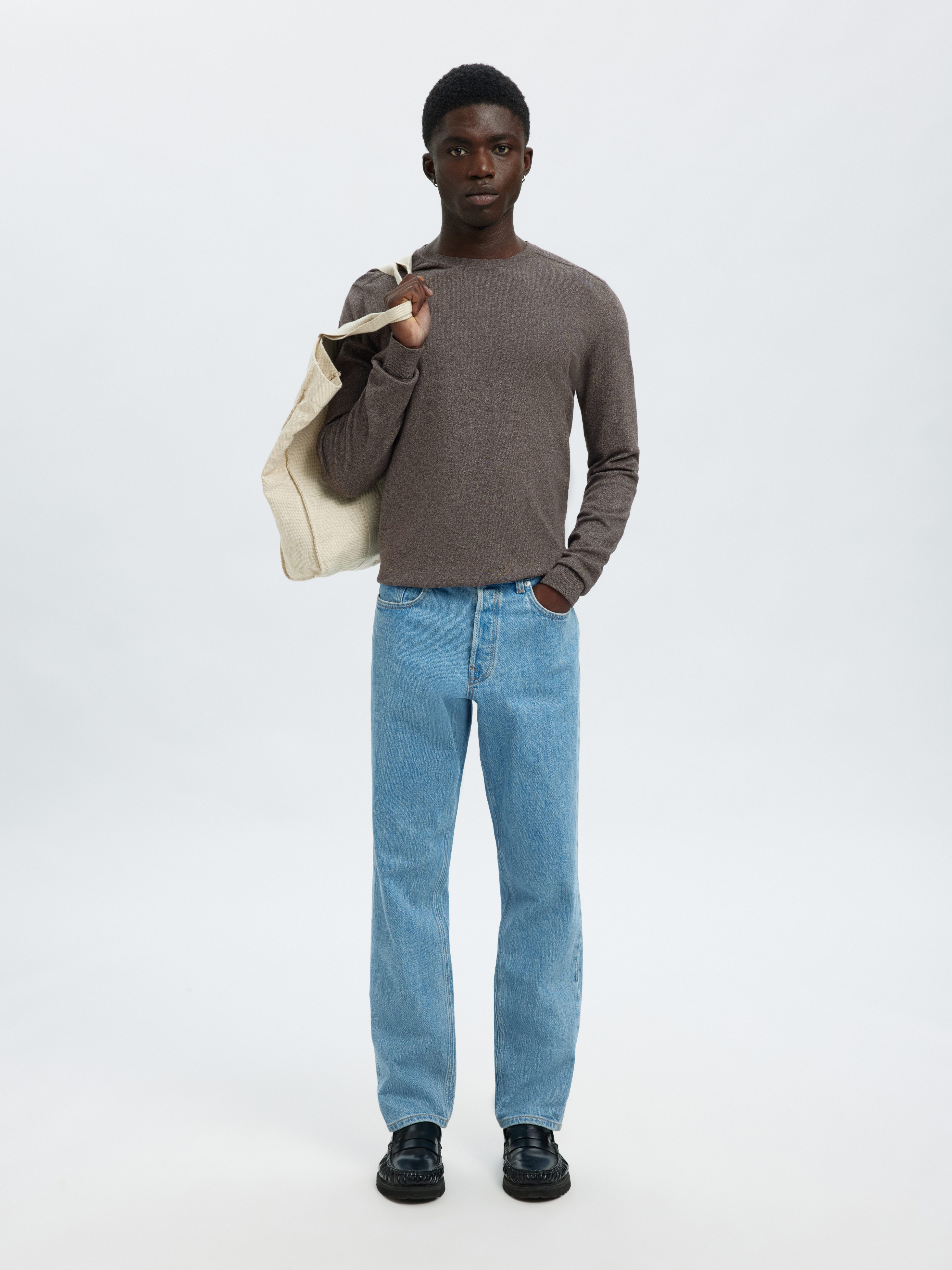 SELECTED HOMME Gebreide trui SLHBERG CREW NECK NOOS
