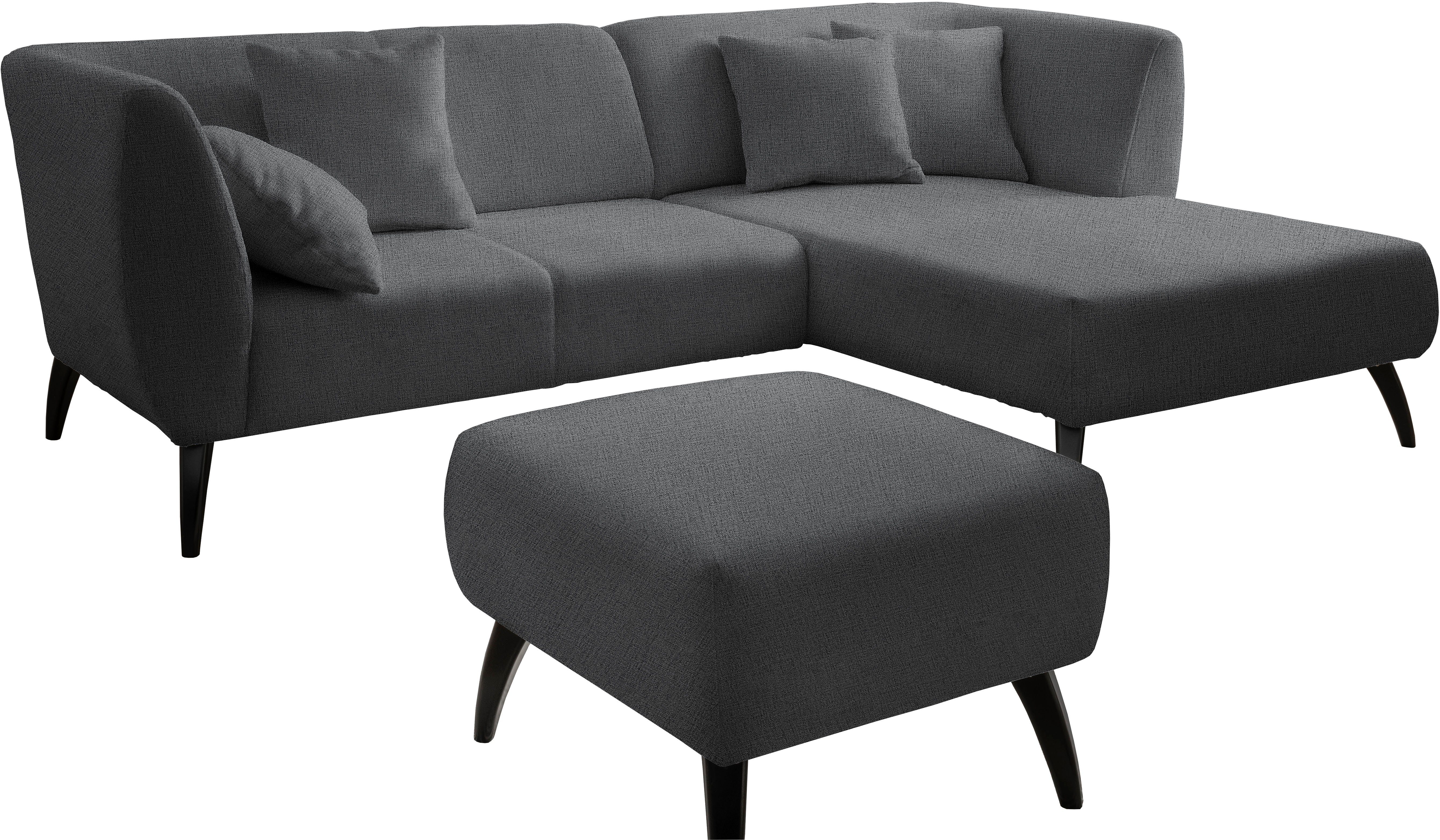 INOSIGN Hoekbank Colori L-vorm Houtkleur voetkeuze, inclusief 4x sierkussens