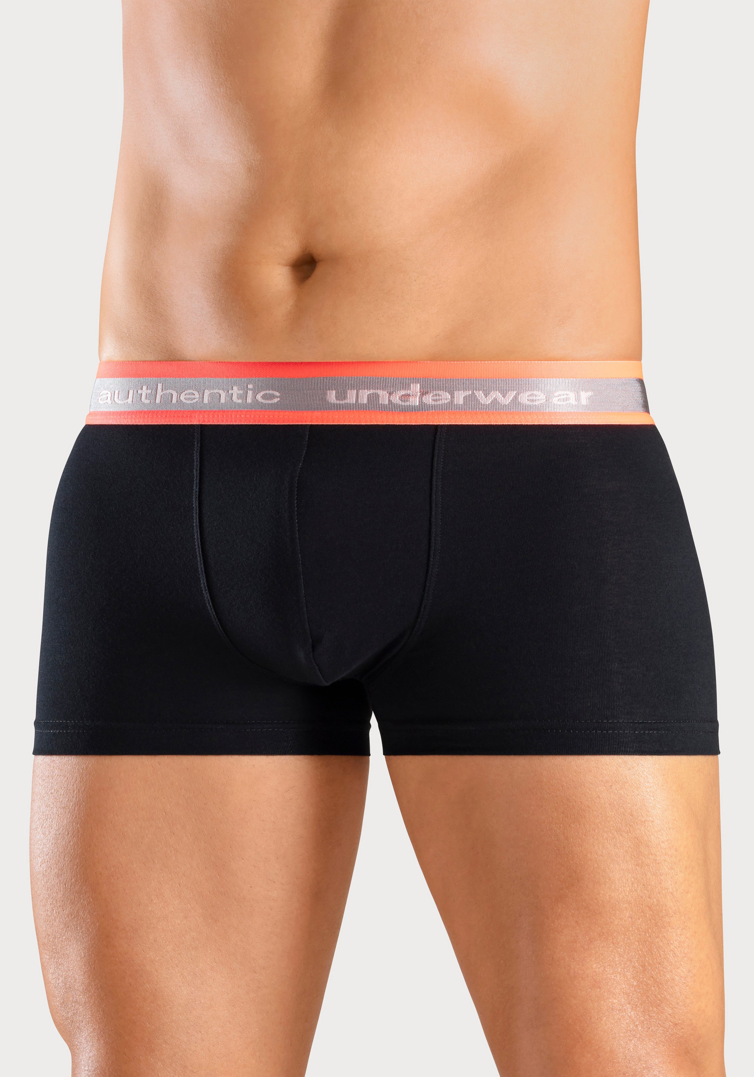 AUTHENTIC LE JOGGER Boxershort voor heren , aangenaam zachte neon-boord (4 stuks, Set van 4)