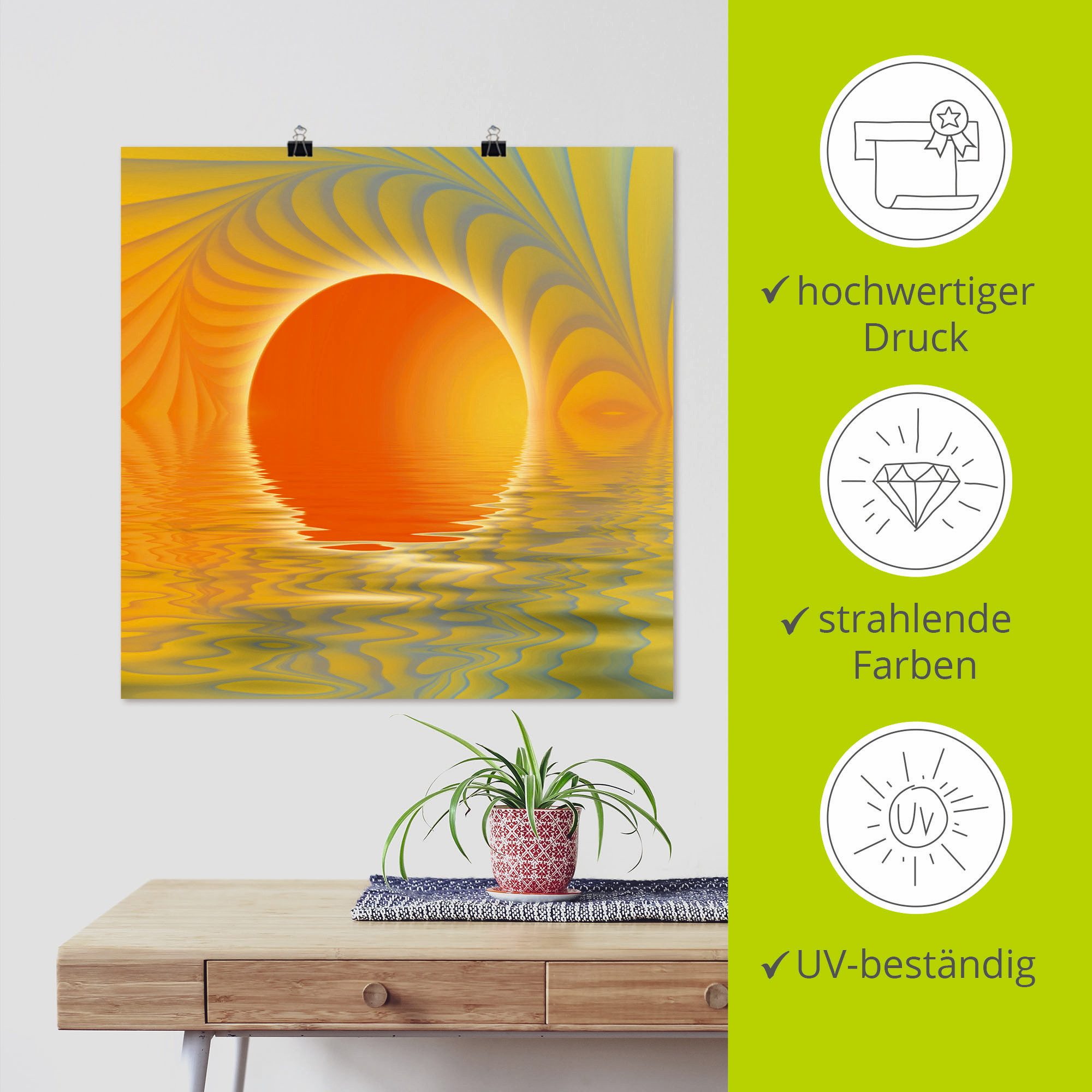 Artland Artprint Abstracte zonsondergang als artprint op linnen, poster in verschillende formaten maten