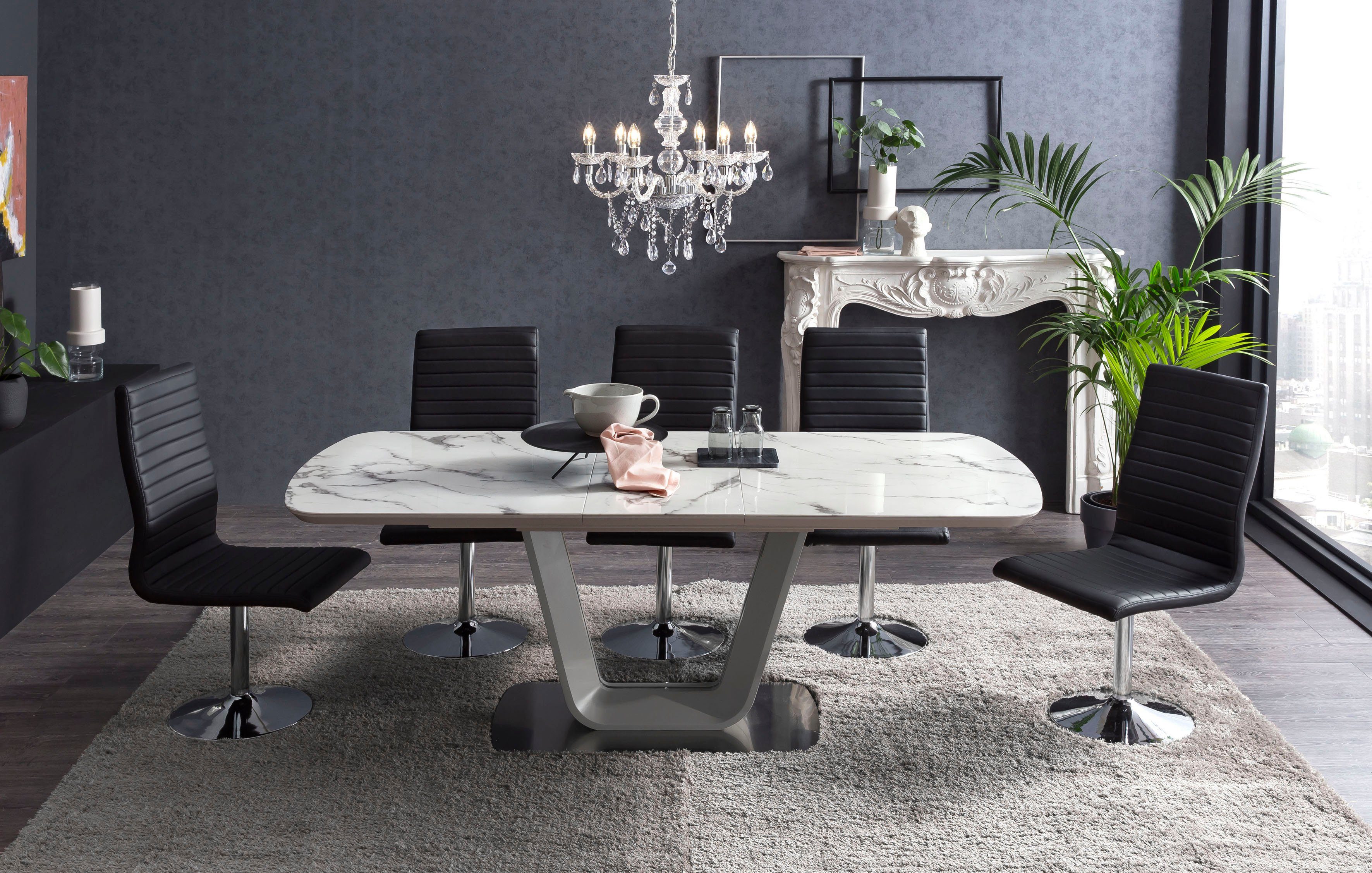 SalesFever Eettafel Glazen tafel uittrekbaar eettafels wit