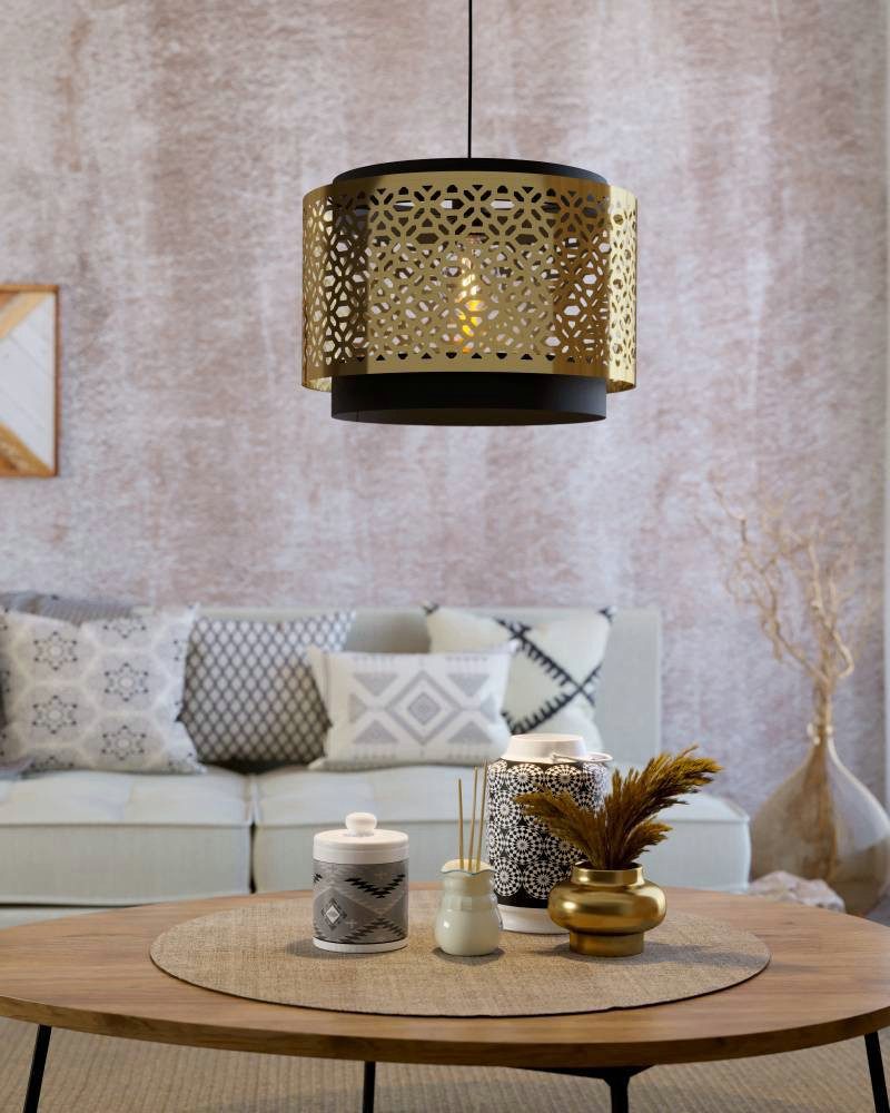 EGLO Sandbach Hanglamp E27 Ø 42 cm Zwart-Goud Staal