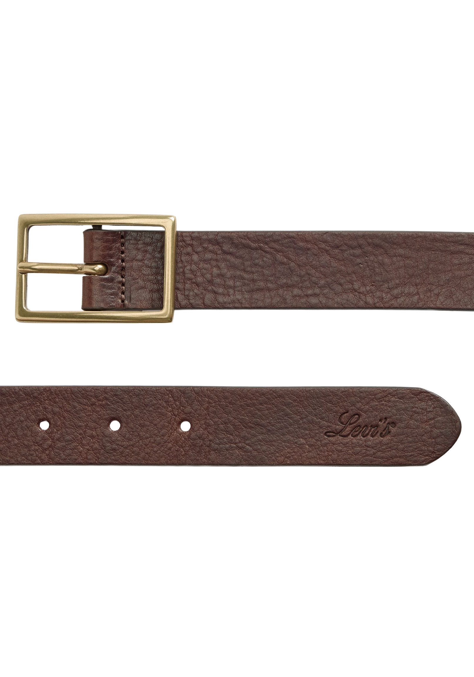 Levi's® Leren riem RECTANGLE BELT met goudkleurige sluiting en logoprint