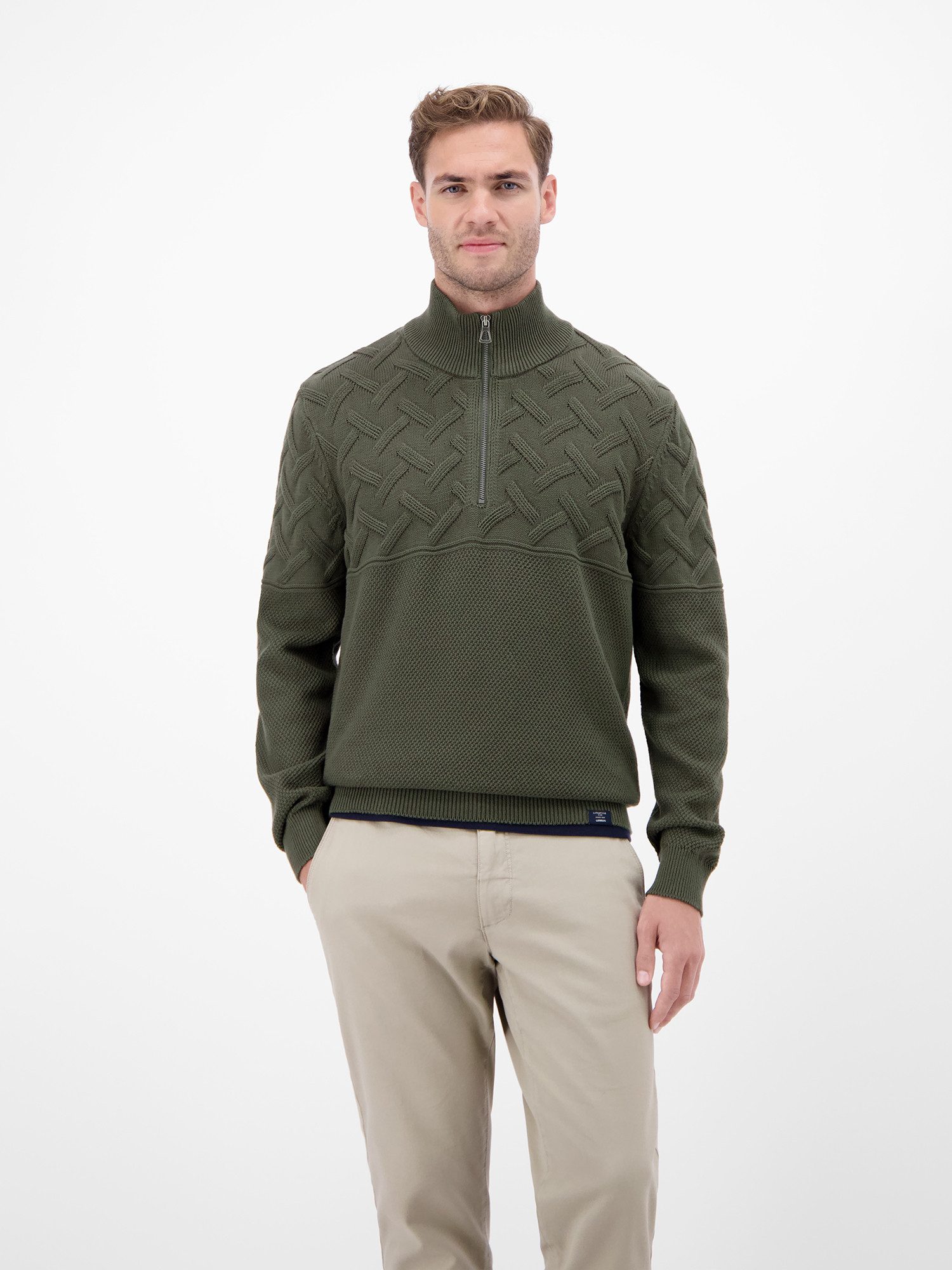 Lerros Gebreide trui LERROS Heren-Troyer met Jacquard patroon