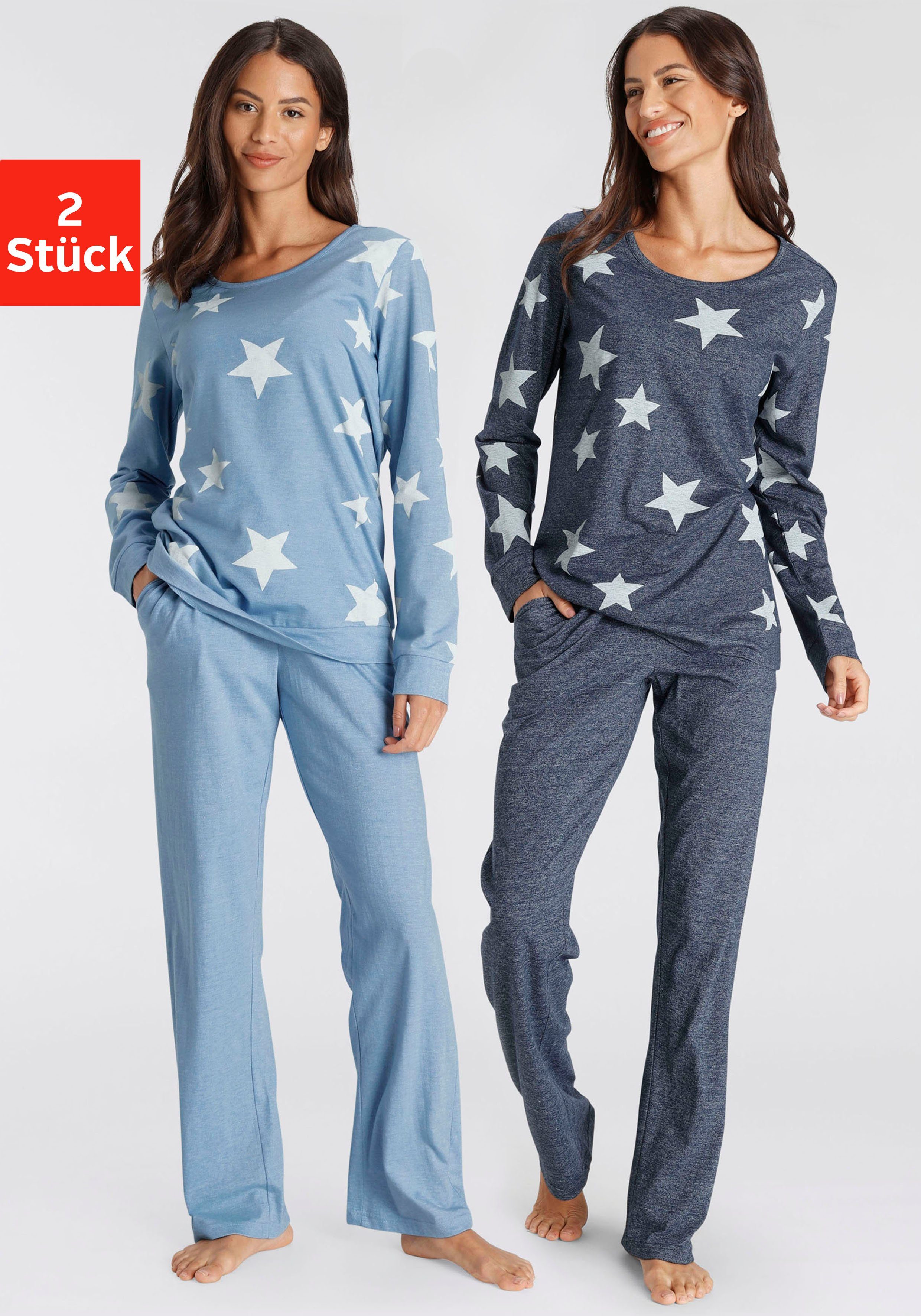 NU 20% KORTING: Vivance Dreams Pyjama in een gemêleerde look met sterretjes (4-delig, Set van 2)
