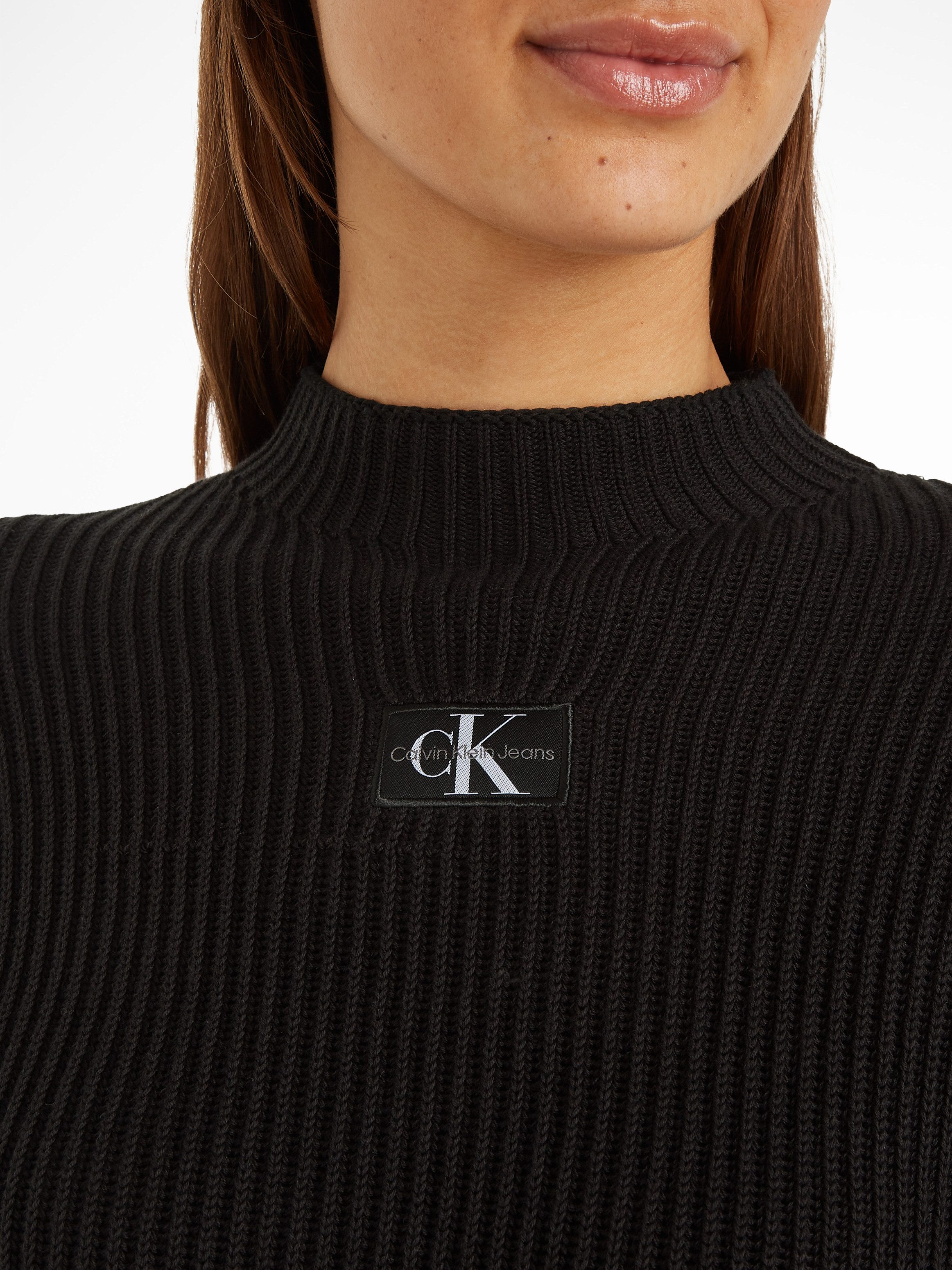 Calvin Klein Trui met staande kraag WOVEN LABEL LOOSE SWEATER
