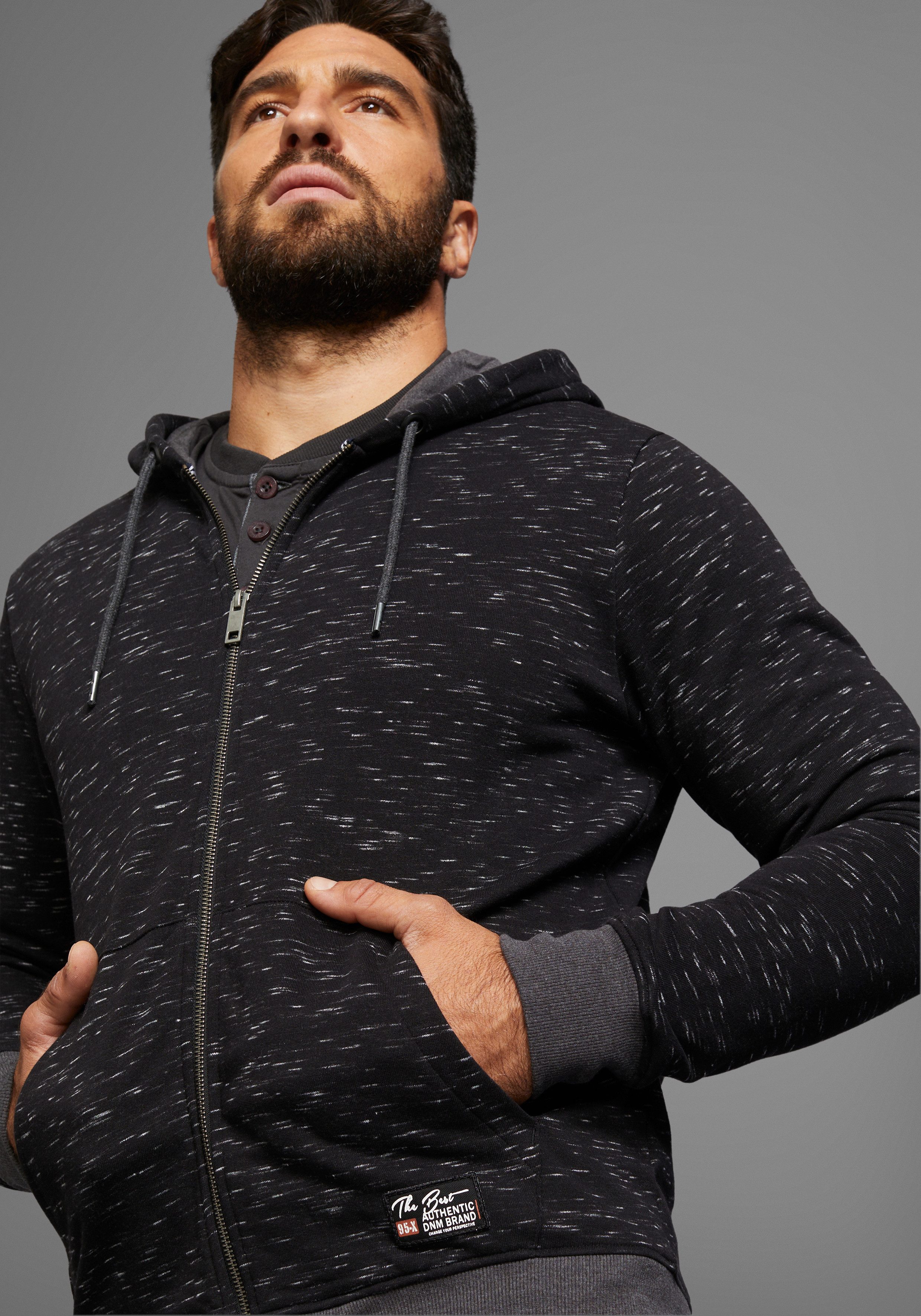 Man's World Capuchonsweatvest met logo op borsthoogte nieuwe collectie