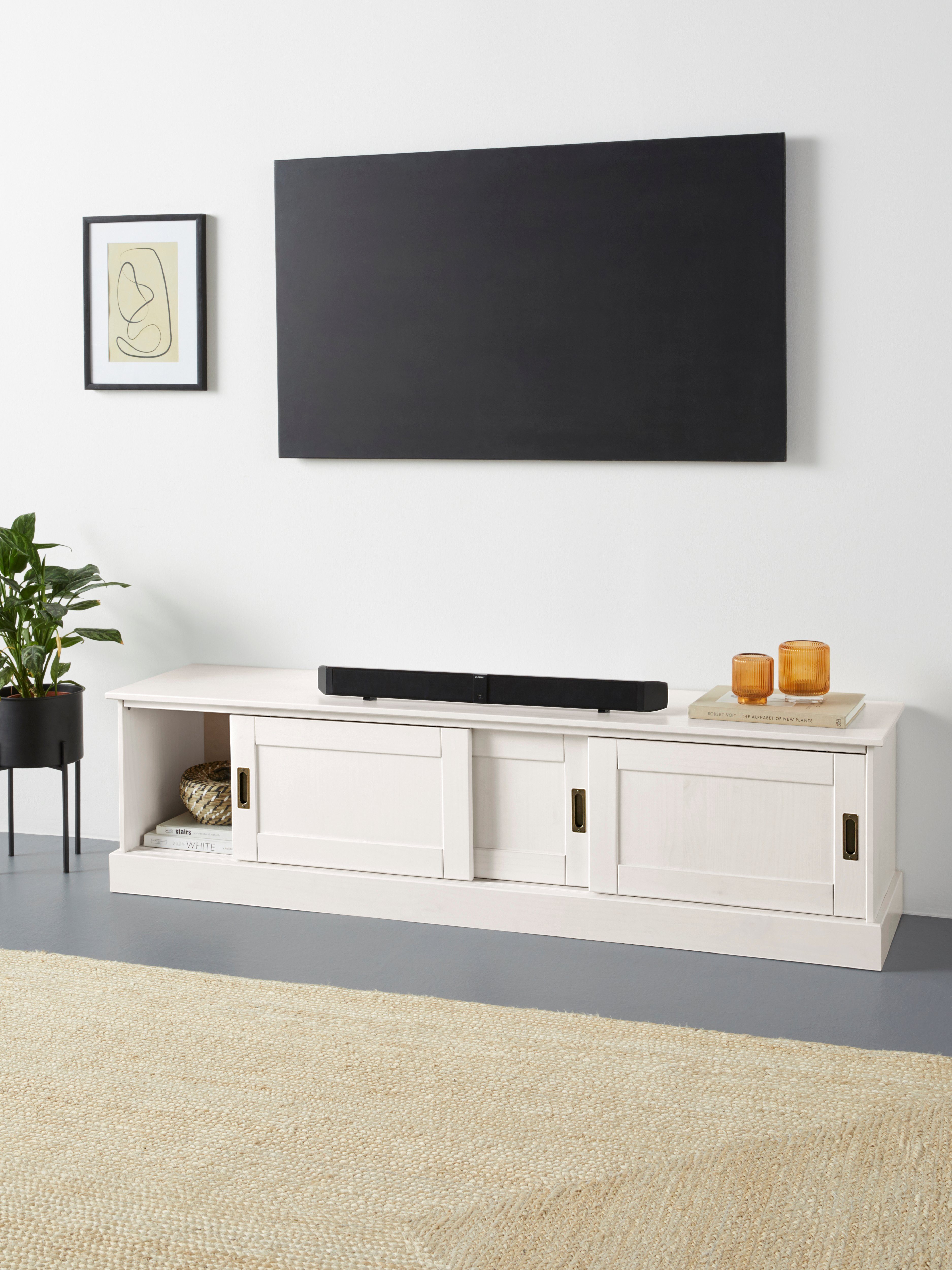 Home affaire Tv-meubel Schröder Commode met 3 schuifdeuren, van massief dennenhout
