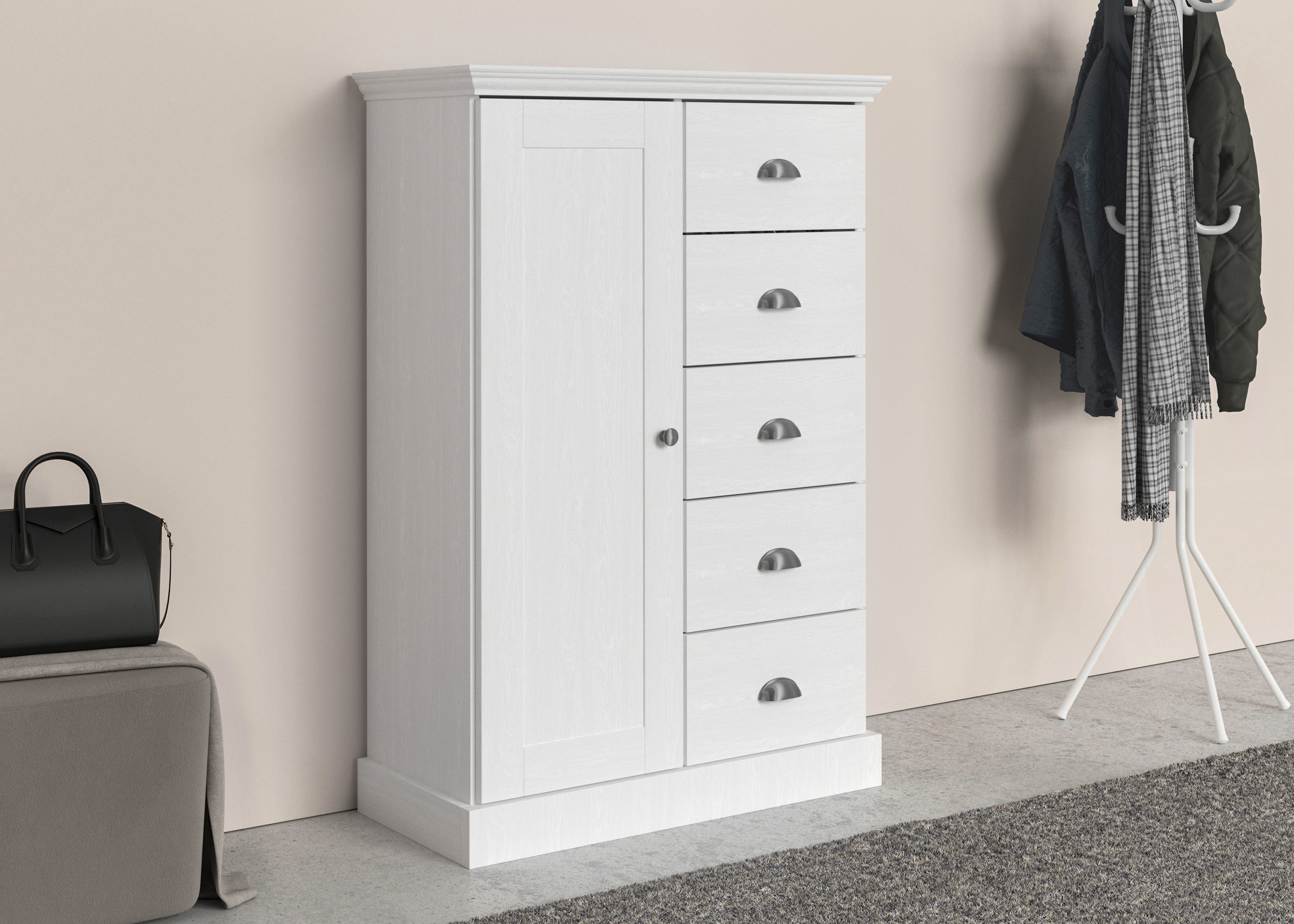 Home affaire Kast Motala 5 lades en 2 verstelbare planken, breedte 75cm, hoogte 110cm