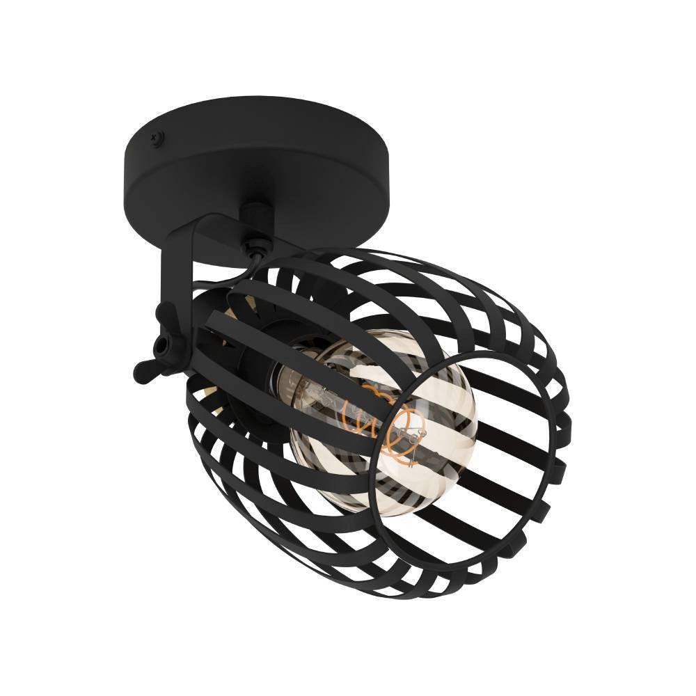 EGLO Plafondspot Girona Wandlamp, wandspot van metaal in zwart en geborsteld messing, E27 (1 stuk)