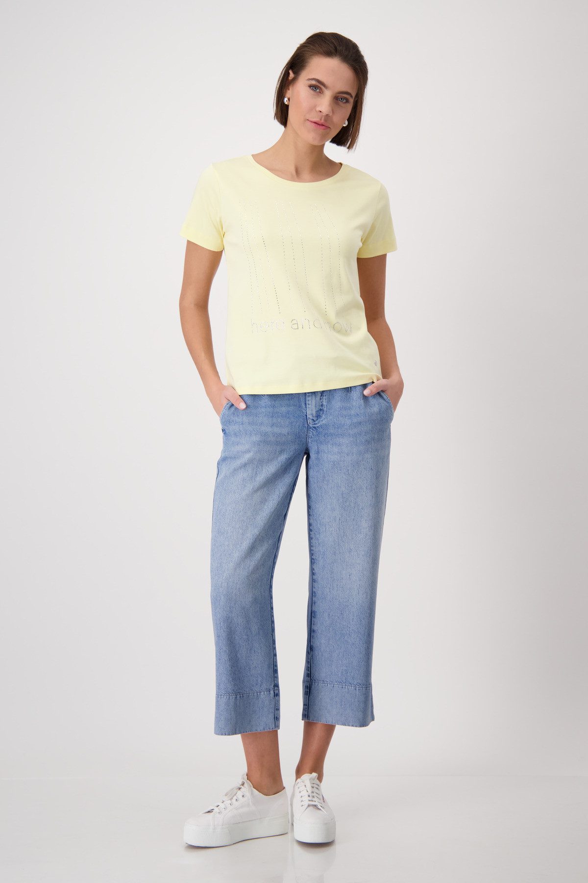 Monari Shirt met ronde hals met glitterstuds