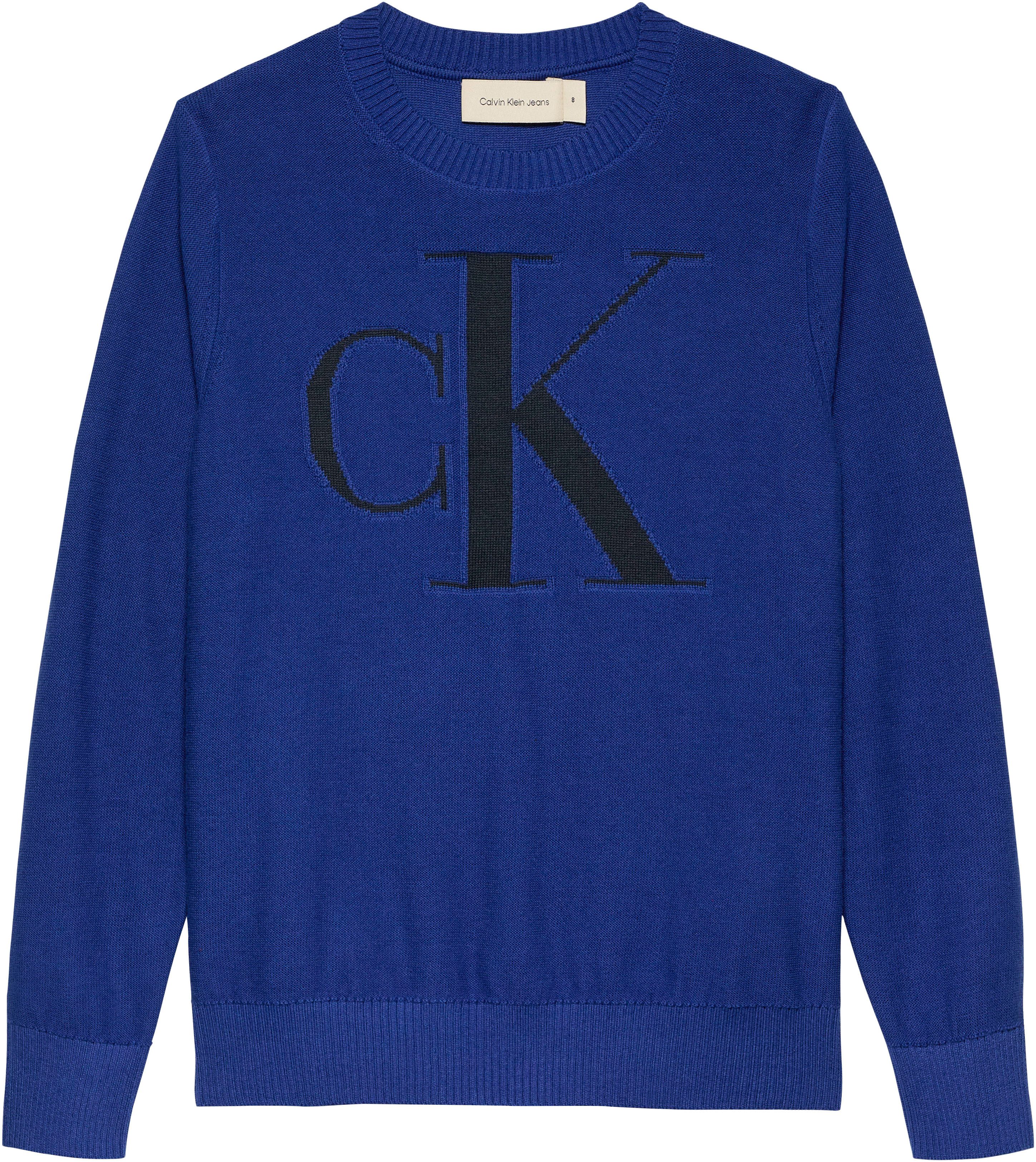 Calvin Klein Trui met ronde hals Monogram Reg. Sweater voor kinderen tot 16 jaar en met logostiksel
