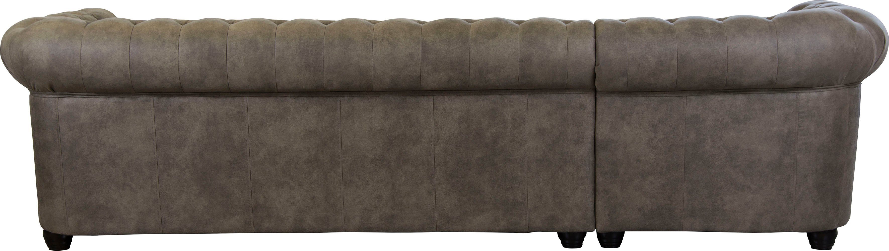 Home affaire Chesterfield-bank Rysum L-vorm Chesterfield-look met afsluitende ottomane