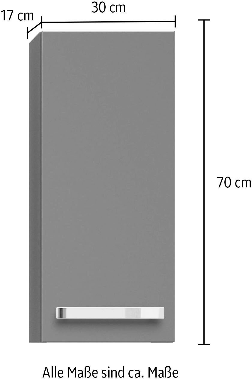 Saphir Hangkast Serie 4005 wand-badkamerkast 30 cm breed met 1 deur, 2 glazen planken