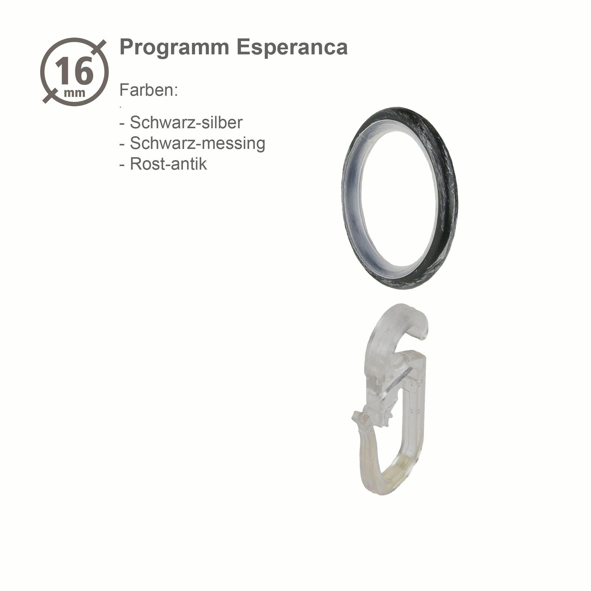 Liedeco Gordijnring stijlring, ringen voor gordijnroedes 16 mm "Esperanca" (10 stuks)