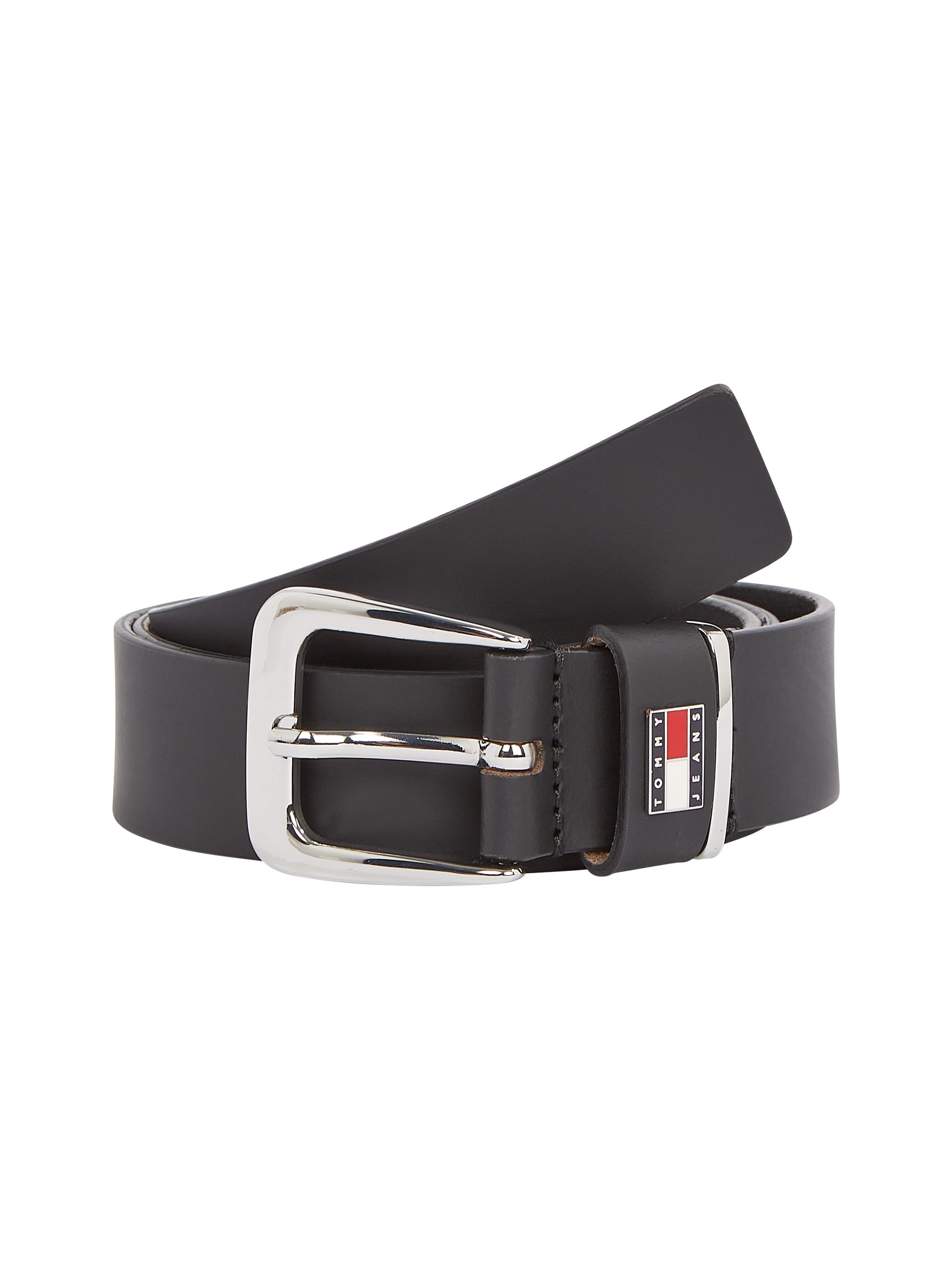 TOMMY JEANS Leren riem TJW HERITAGE 3.0 Eenvoudige doornsluiting metalen patch