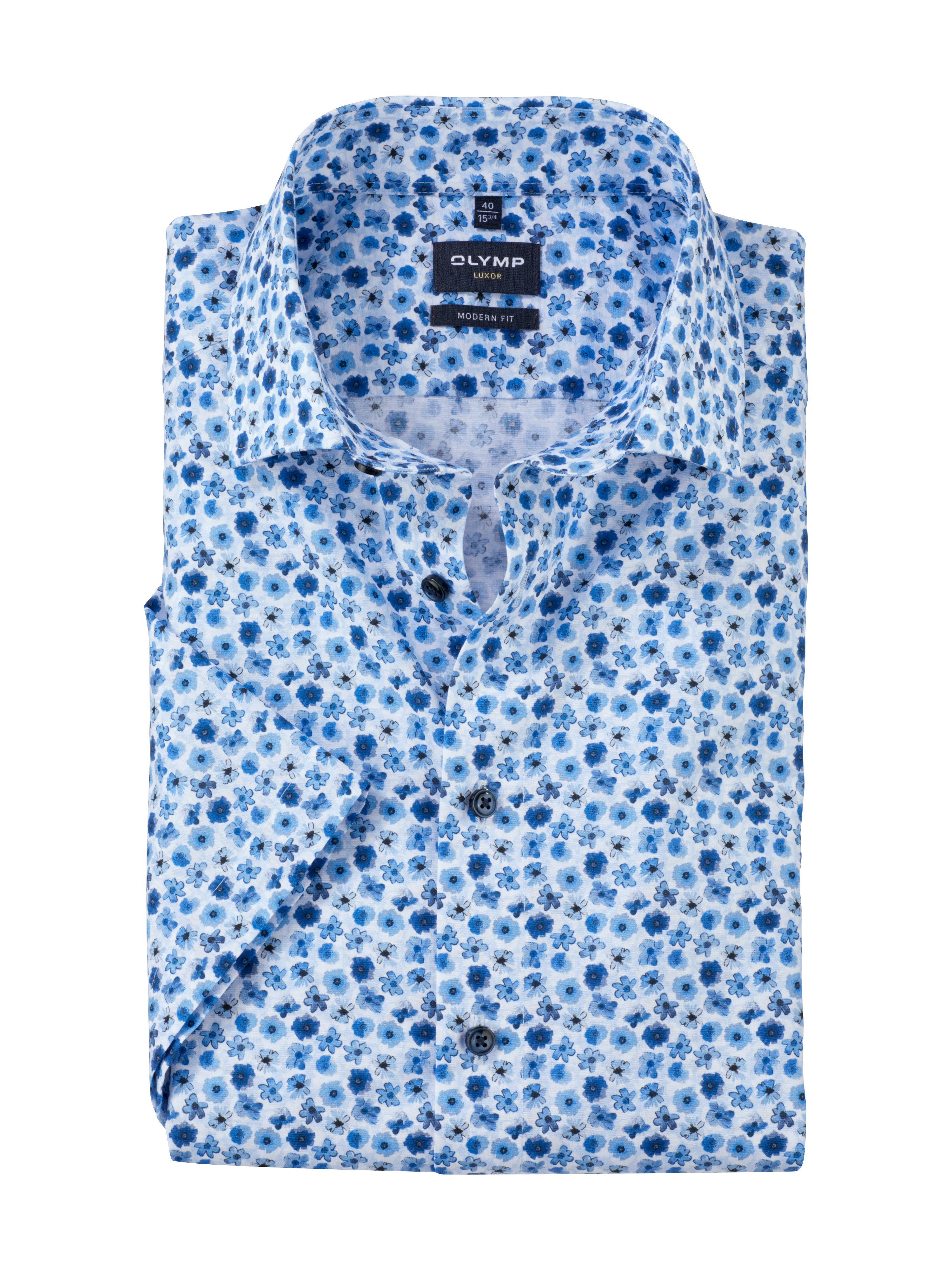 OLYMP Overhemd met korte mouwen Luxor modern fit creatief bloemenprint