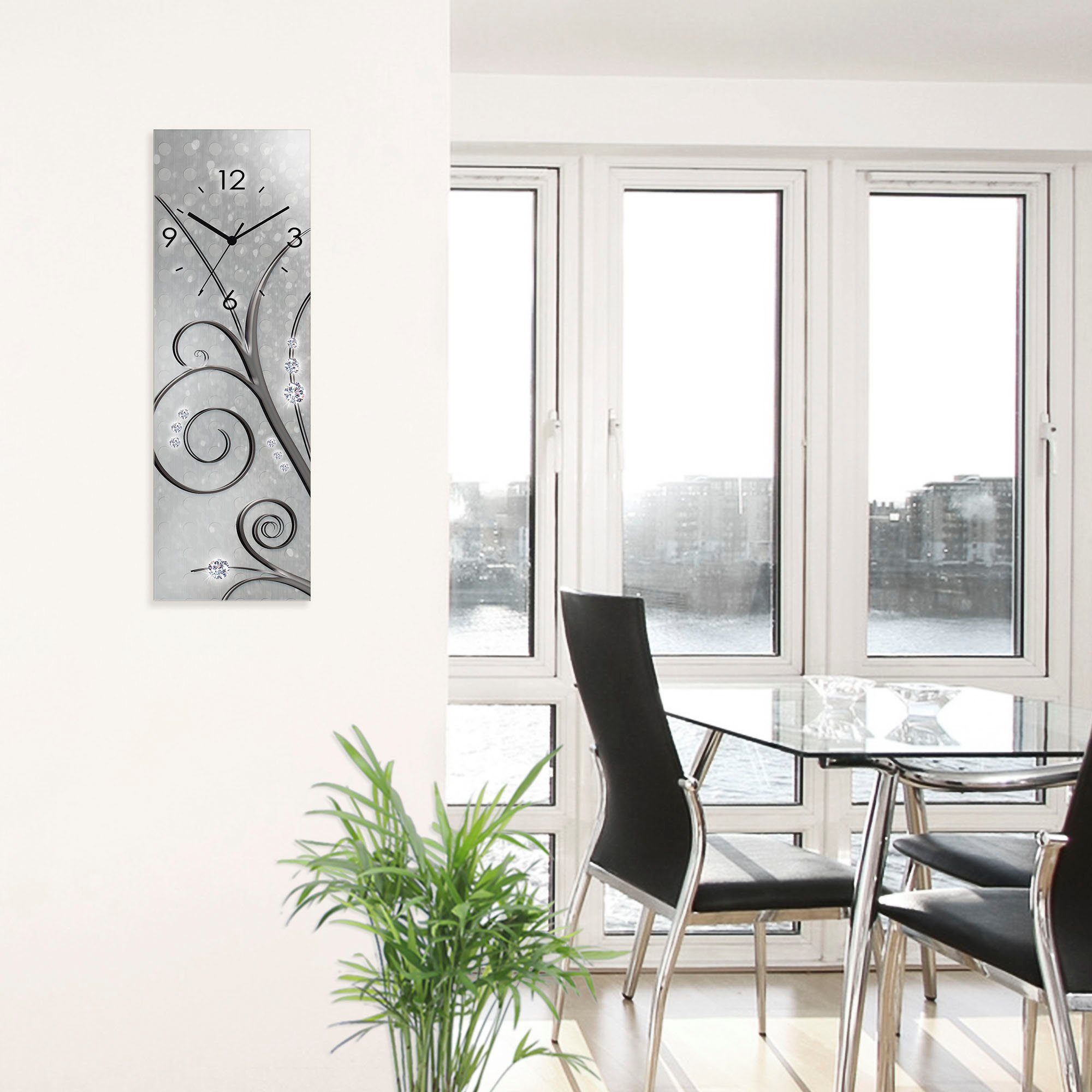 Artland Wandklok Glazen klok witte orchideeën op ornamenten optioneel verkrijgbaar met kwarts- of radiografisch uurwerk, geruisloos zonder tikkend geluid