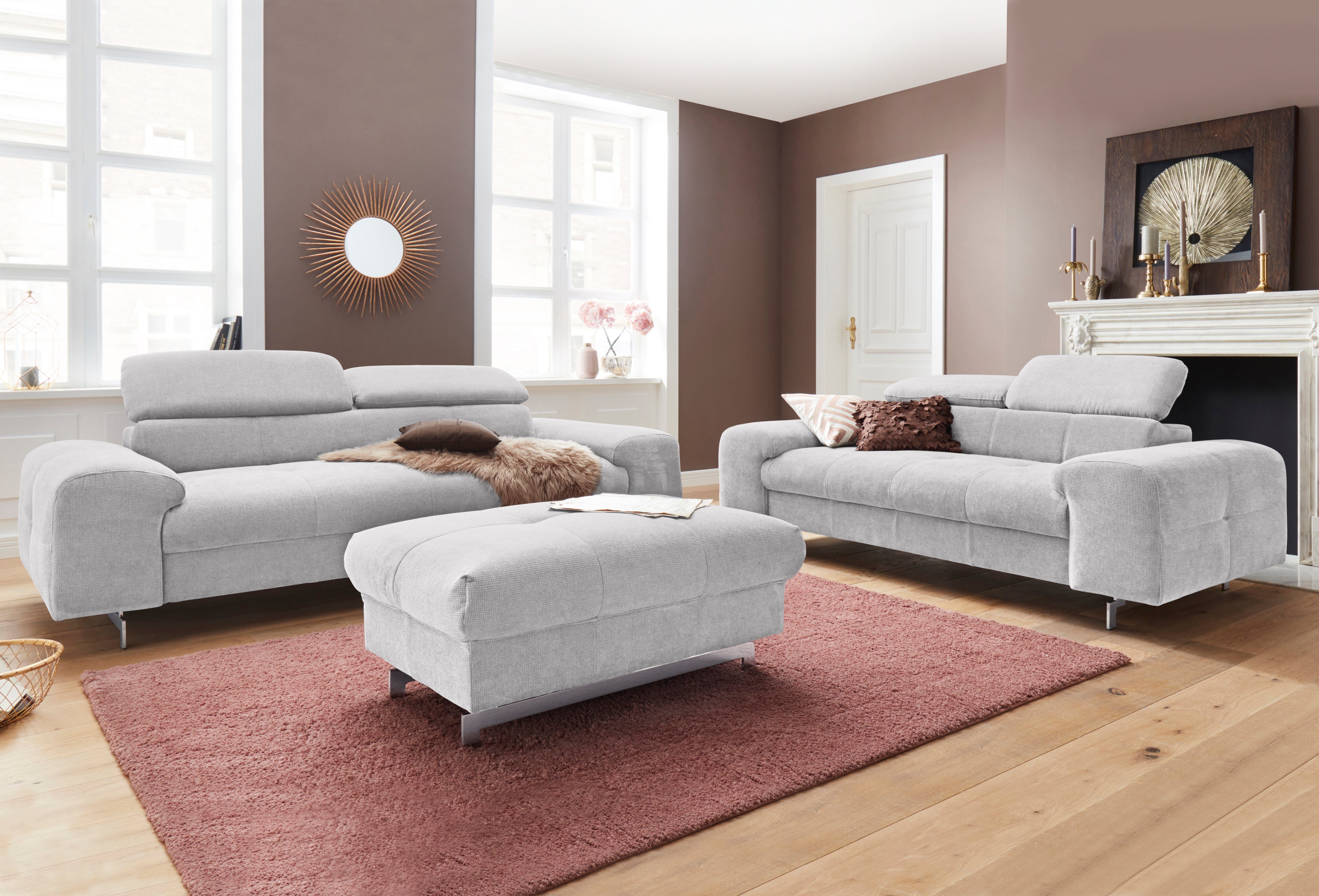 COTTA Zithoek Chef Set bestaande uit: 2-zitsbank met hoofdverstelling & hocker (set)