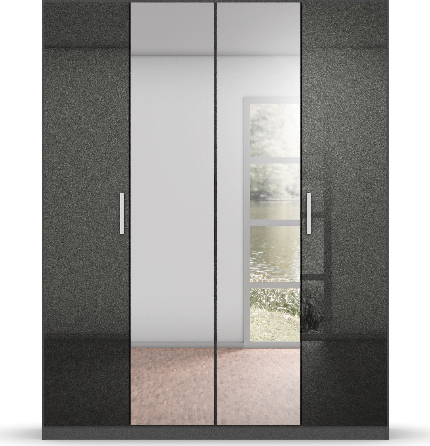 rauch Draaideurkast Koluna Hoogglansfront met spiegel, inclusief 2 lades en extra planken