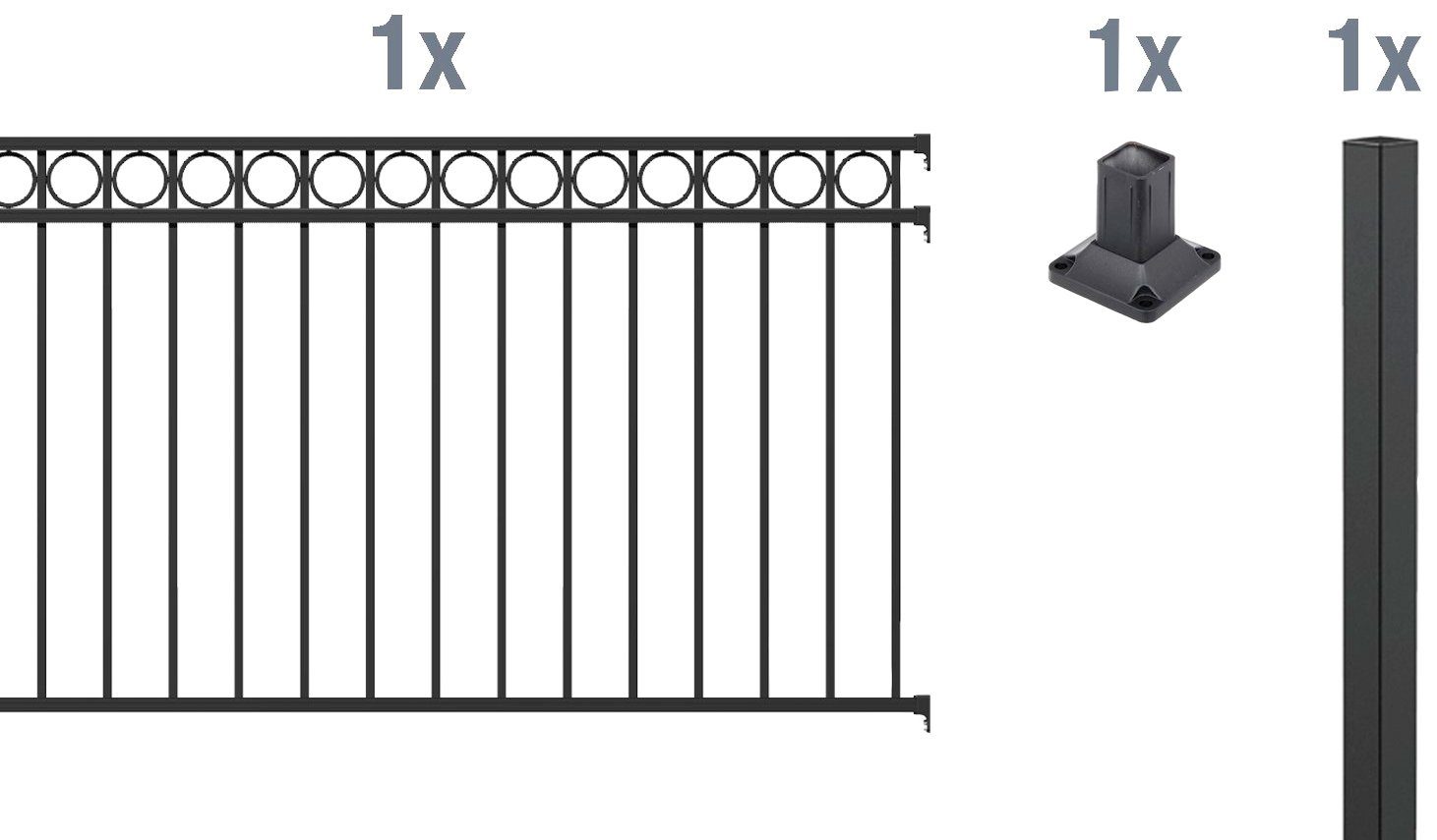 GAH Alberts Metalen hek Uitbreidingsset Circle Hoogte: 100 en 120 cm, breedte: 200 cm, om vast te schroeven (4 stuks)