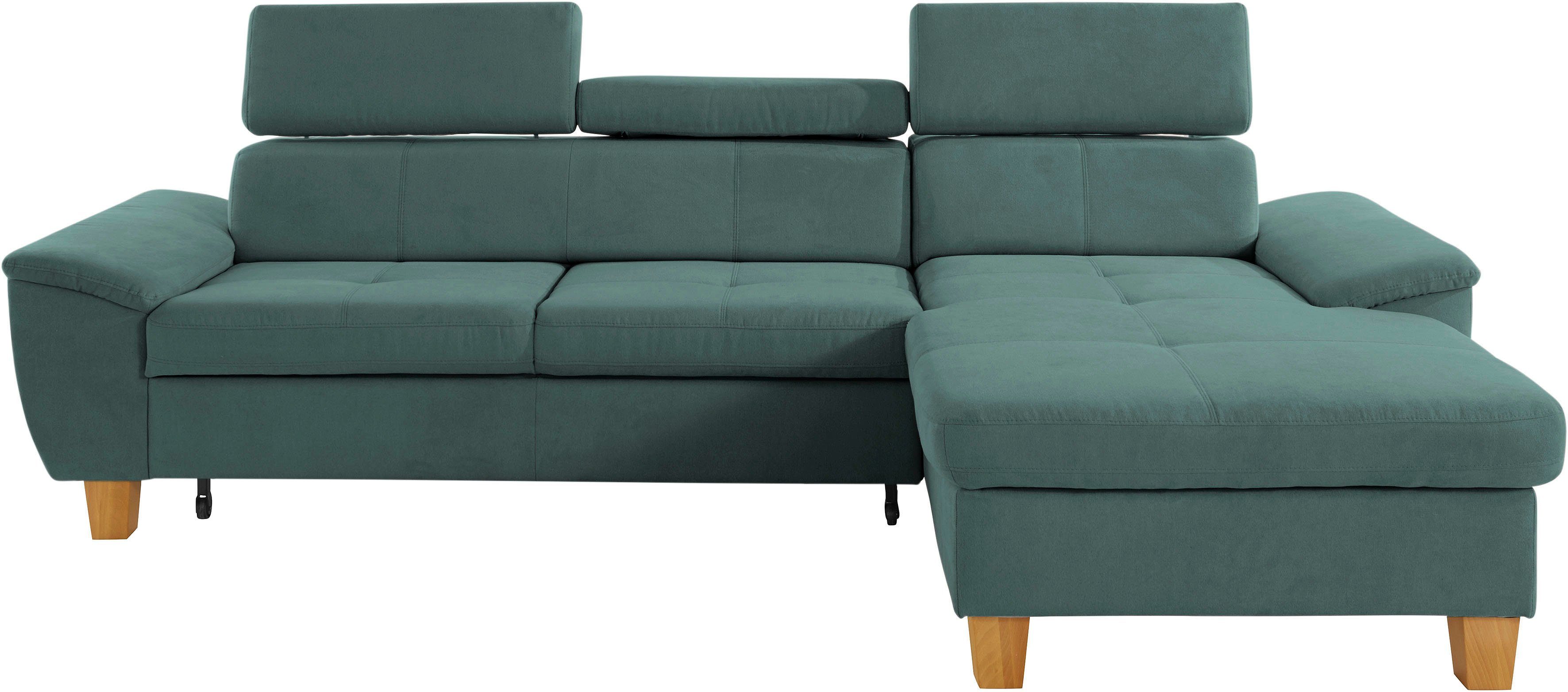 exxpo - sofa fashion Hoekbank Enya, uitgebreide afwerking, hoog zitcomfort, comfortabel, L-vorm inclusief verstelbare hoofdsteun, naar keuze met slaapfunctie en bedkist