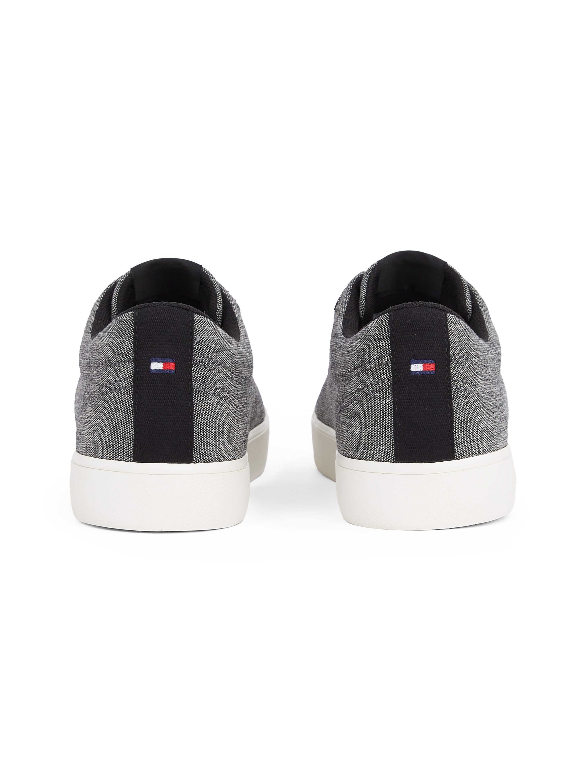 Tommy Hilfiger Plateausneakers TH HI VULC LOW CORE CHAMBRAY , vrijetijdsschoen, lage schoen, veterschoen in gemêleerde look
