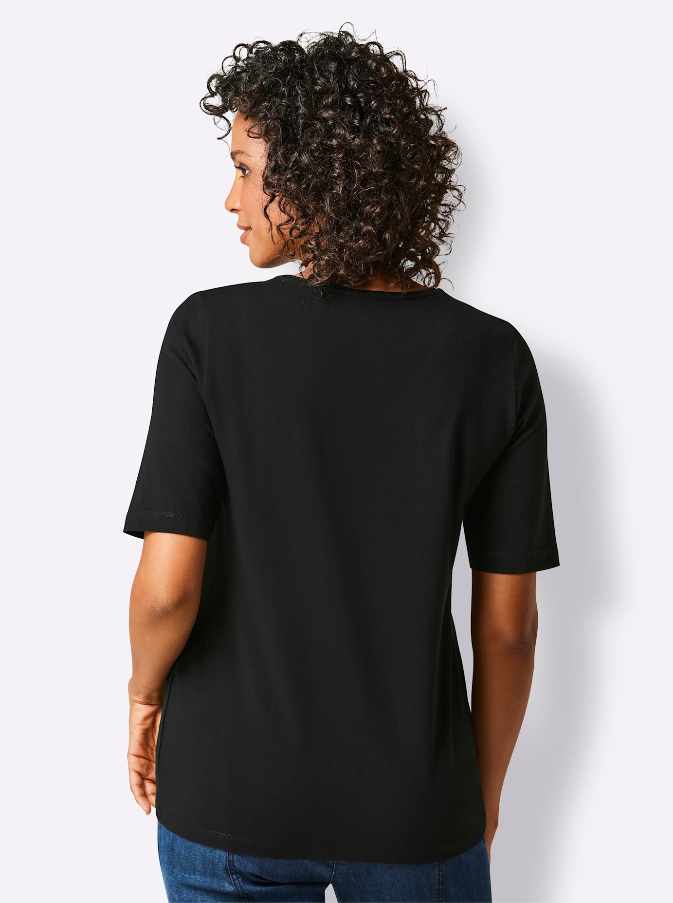 CREATION L PREMIUM Shirt met V-hals Pima-katoenen shirt (1-delig)