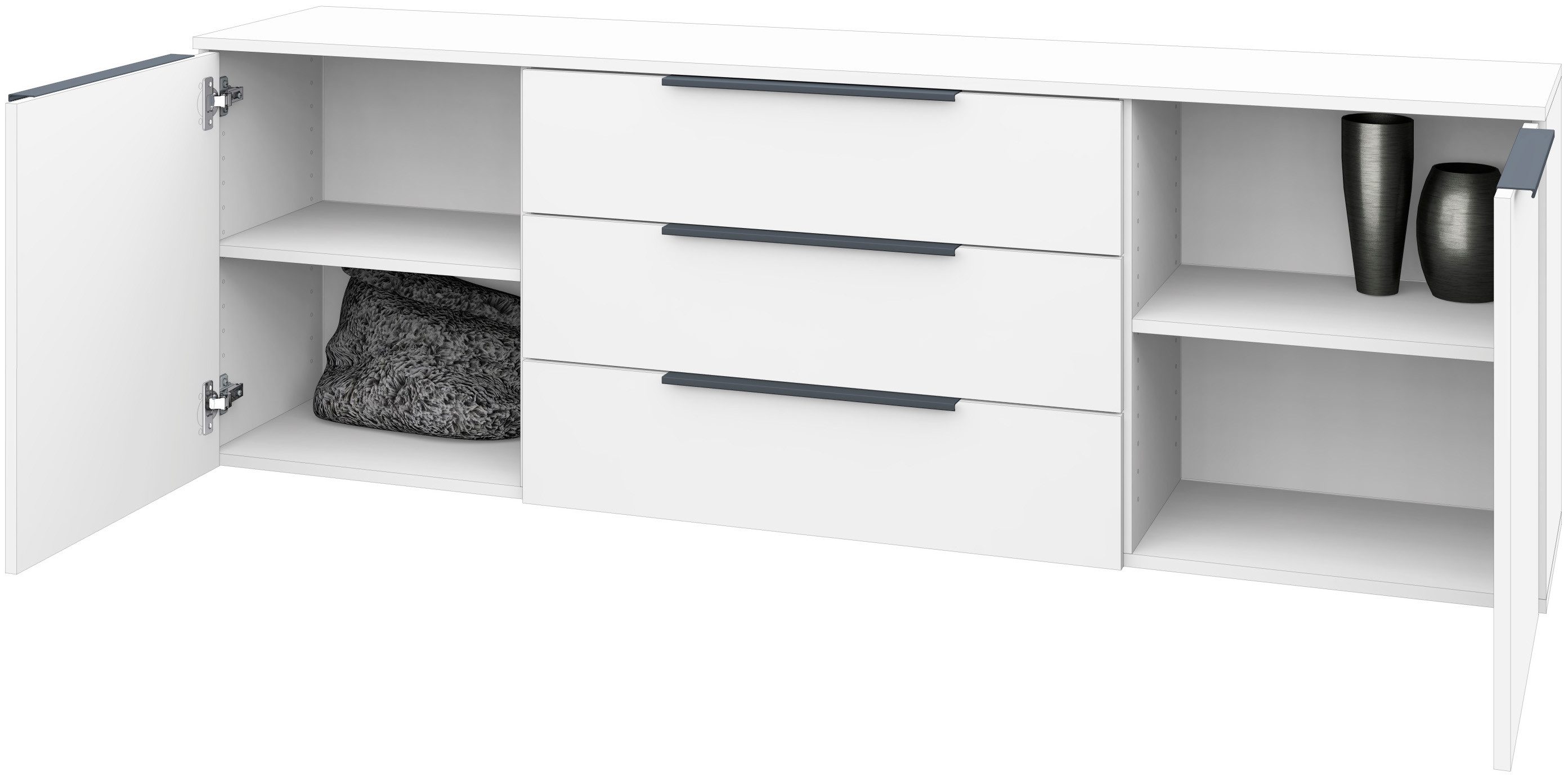 borchardt Möbel Kast Tom Aluminium grepen in grafietgrijs mat, in hoogte verstelbare legplanken