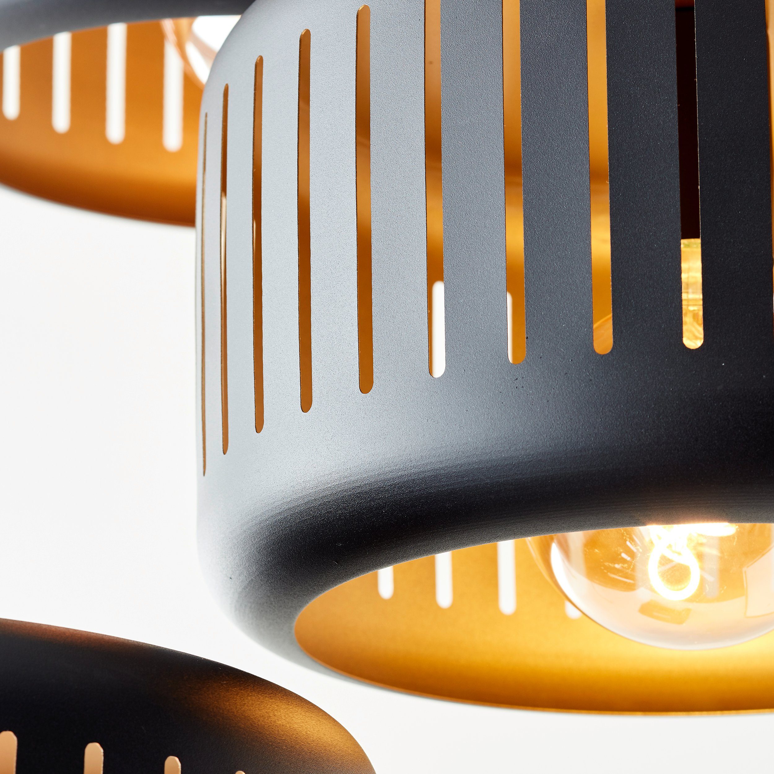 Brilliant Leuchten Hanglamp Tyas 120 x 52 cm, 3 x e27, inkortbaar, metaal, zwart/goudkleurig (1 stuk)
