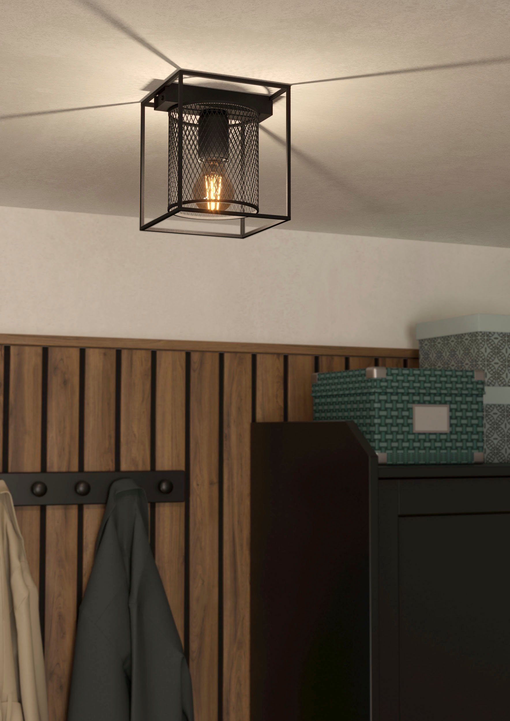 EGLO Plafondlamp CATTERICK Plafondlamp in zwart van staal - excl. E27 - 40W (1 stuk)