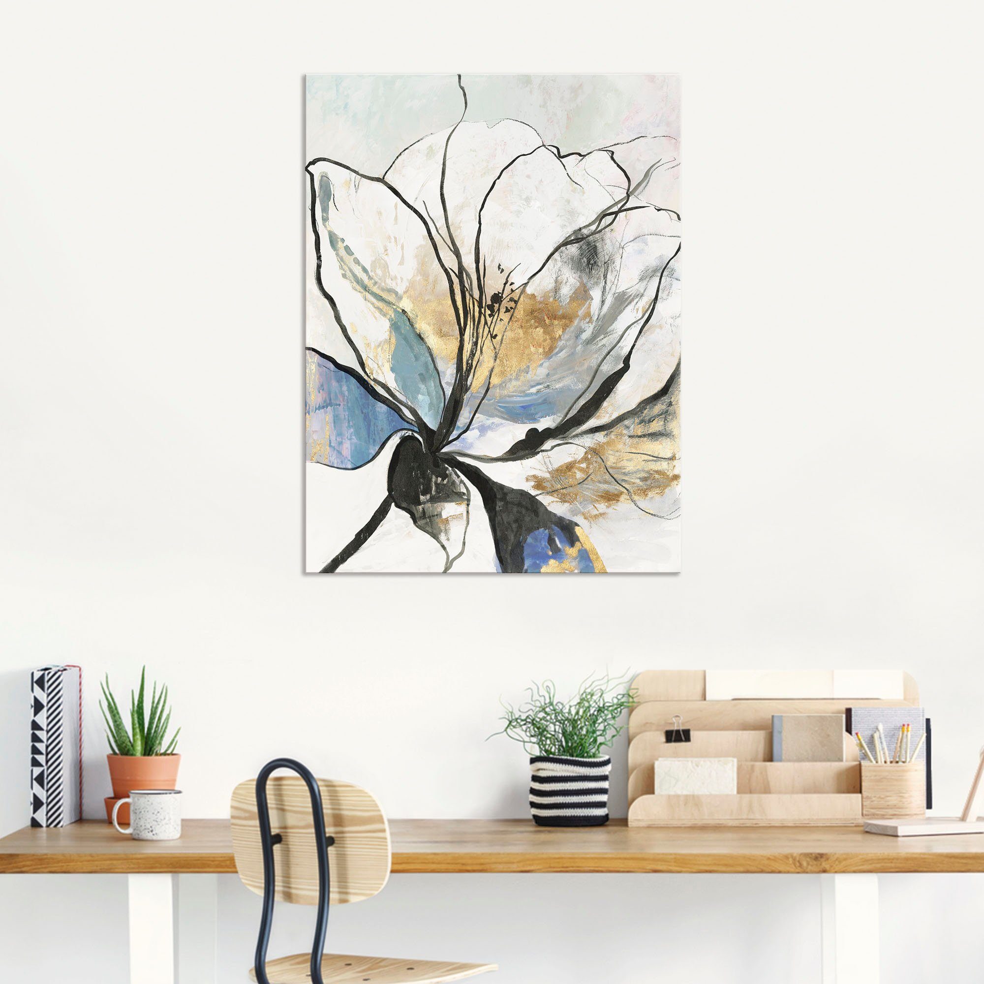 Artland Artprint Geschetst bloemenpatroon I als artprint van aluminium, artprint voor buiten, artprint op linnen, poster, muursticker