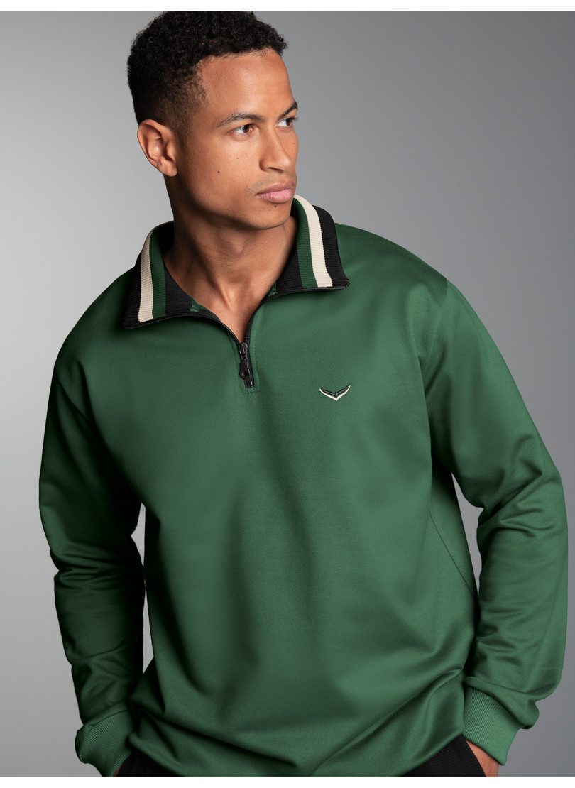 Trigema Sweatshirt TRIGEMA Troyer met contrasterende elementen