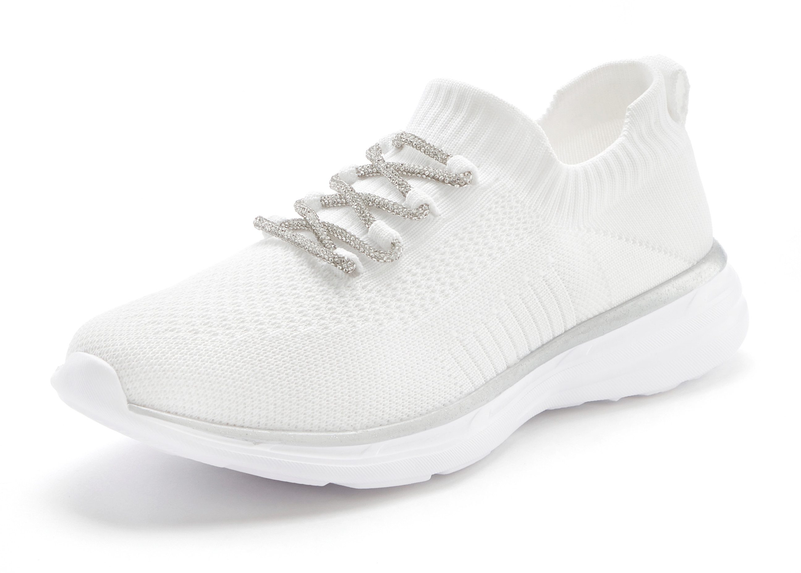 Lascana Sneakers met modieuze glinsterende veters vegan