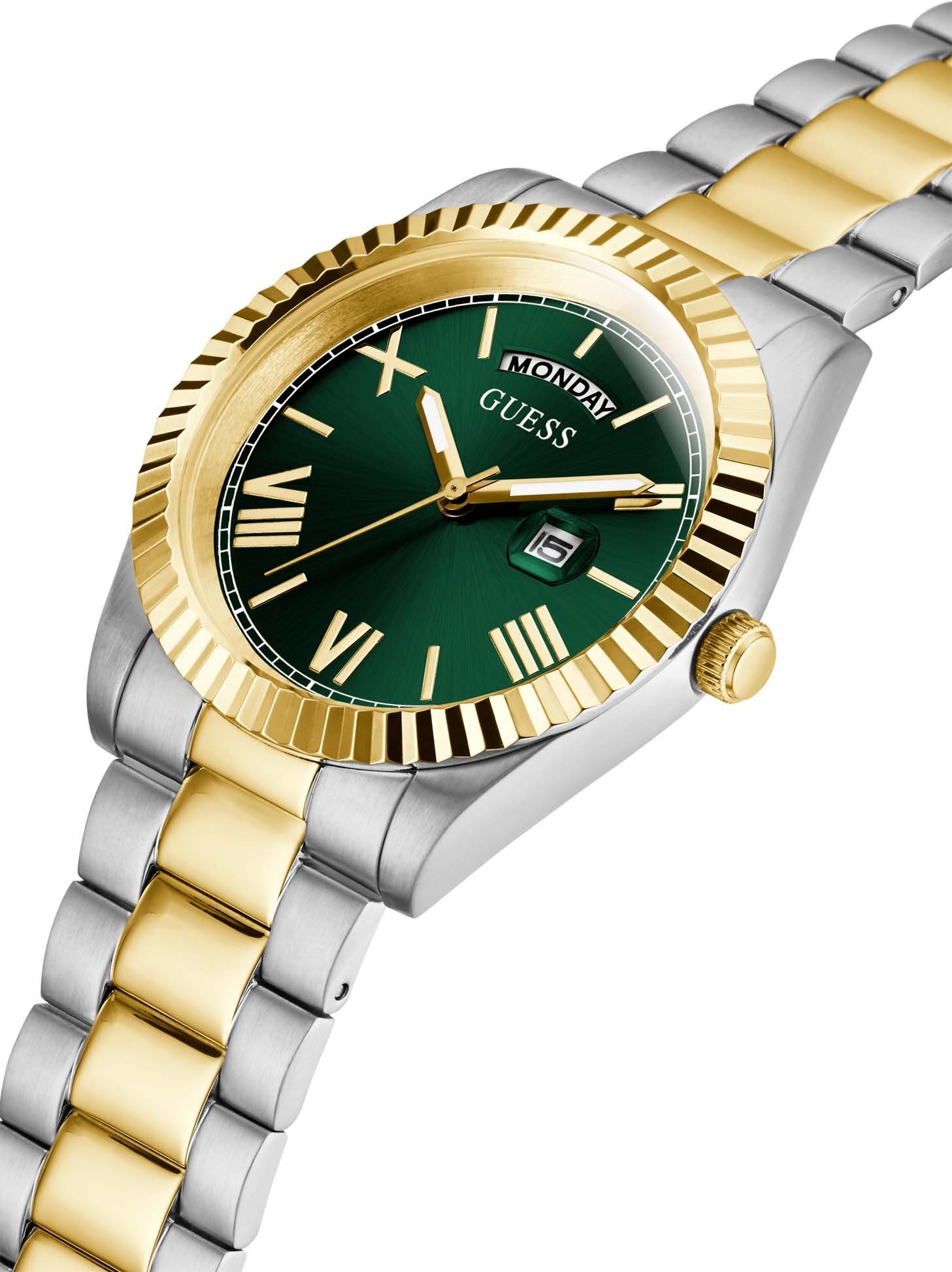 Guess Kwartshorloge CONNOISSEUR Armbandhorloge, herenhorloge, datum, weekdag, roestvrijstalen band