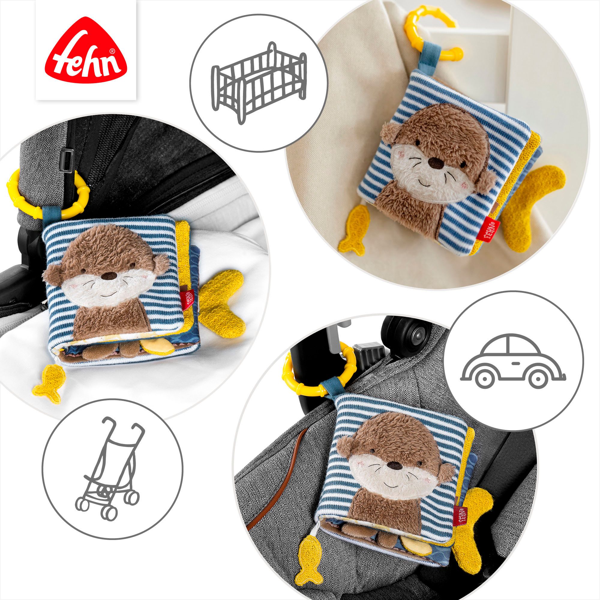 Fehn Grijpspeeltje Otter Theo, stoffenboek Otter