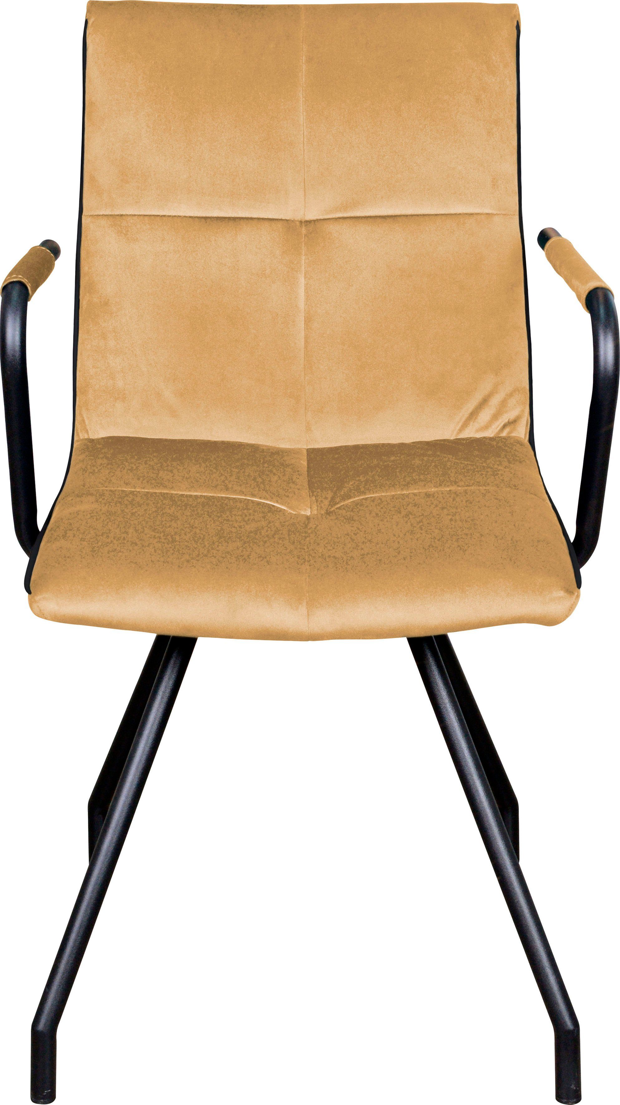 Kayoom Stoel Eaden 225 2-pack, fluweelachtige stofbekleding, paspel van kunstleer stijlvol, onderhoudsvriendelijk, eigentijdse kleurstelling, fluweelachtige stofbekleding (set, 2 stuks)