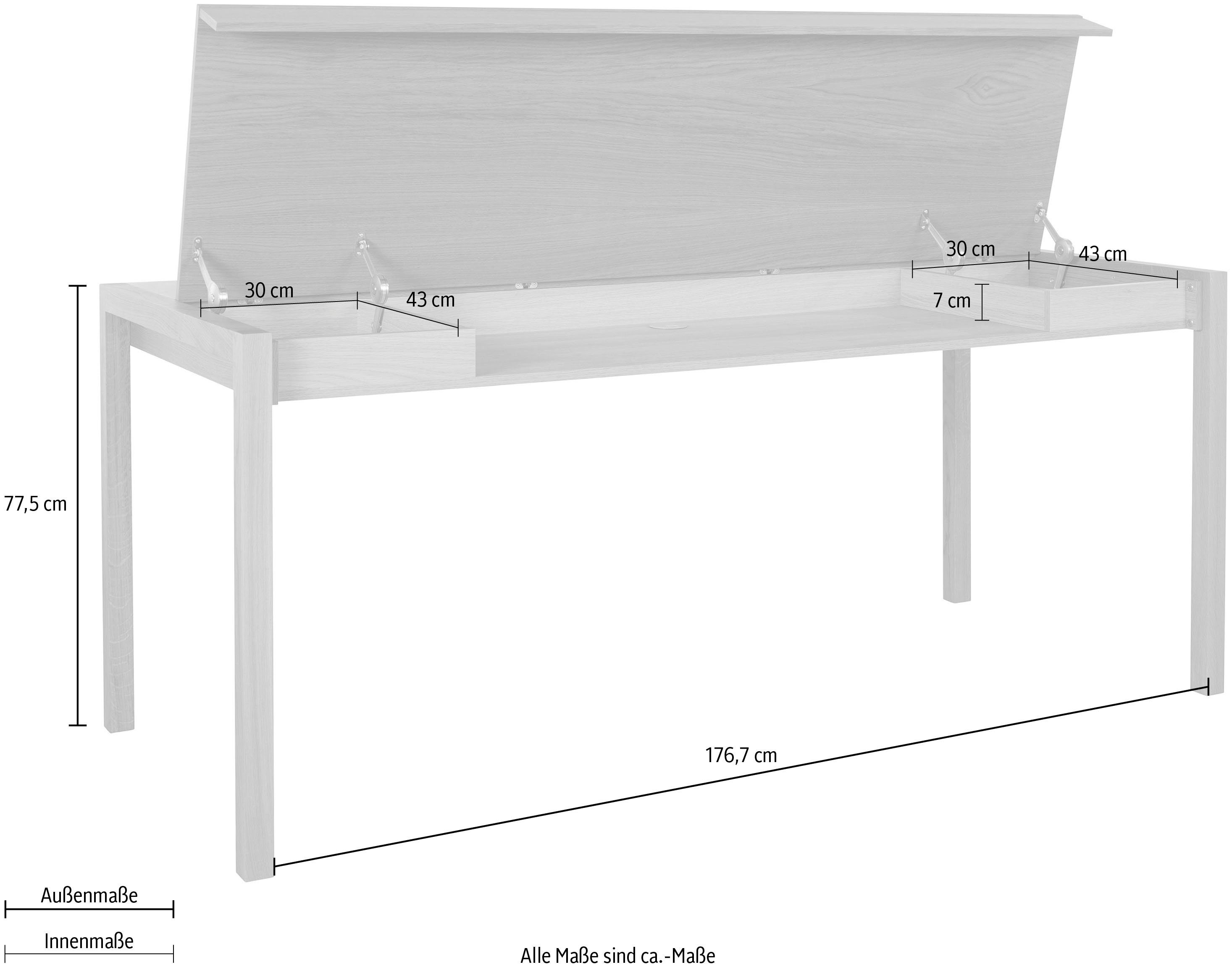 andas Eettafel Prenzlau met werkplek en opbergmogelijkheid