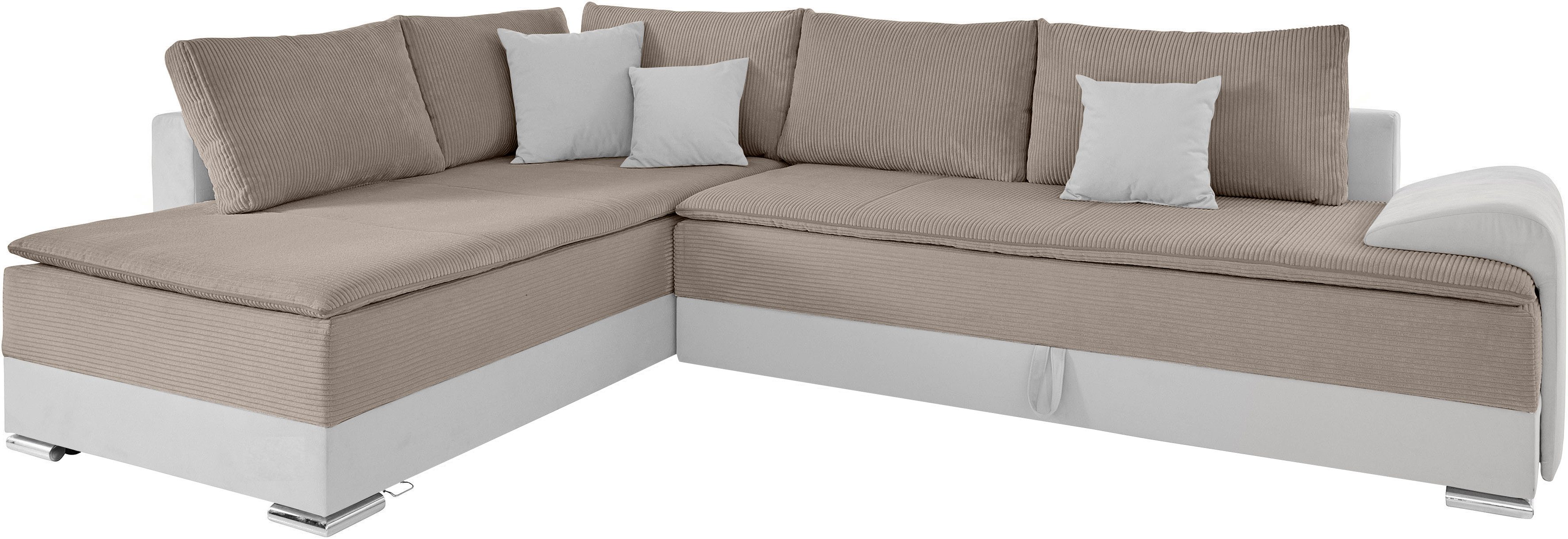 INOSIGN Hoekbank Boxspringbed Night & Day L-vorm met permanente slaapfunctie met armleuning