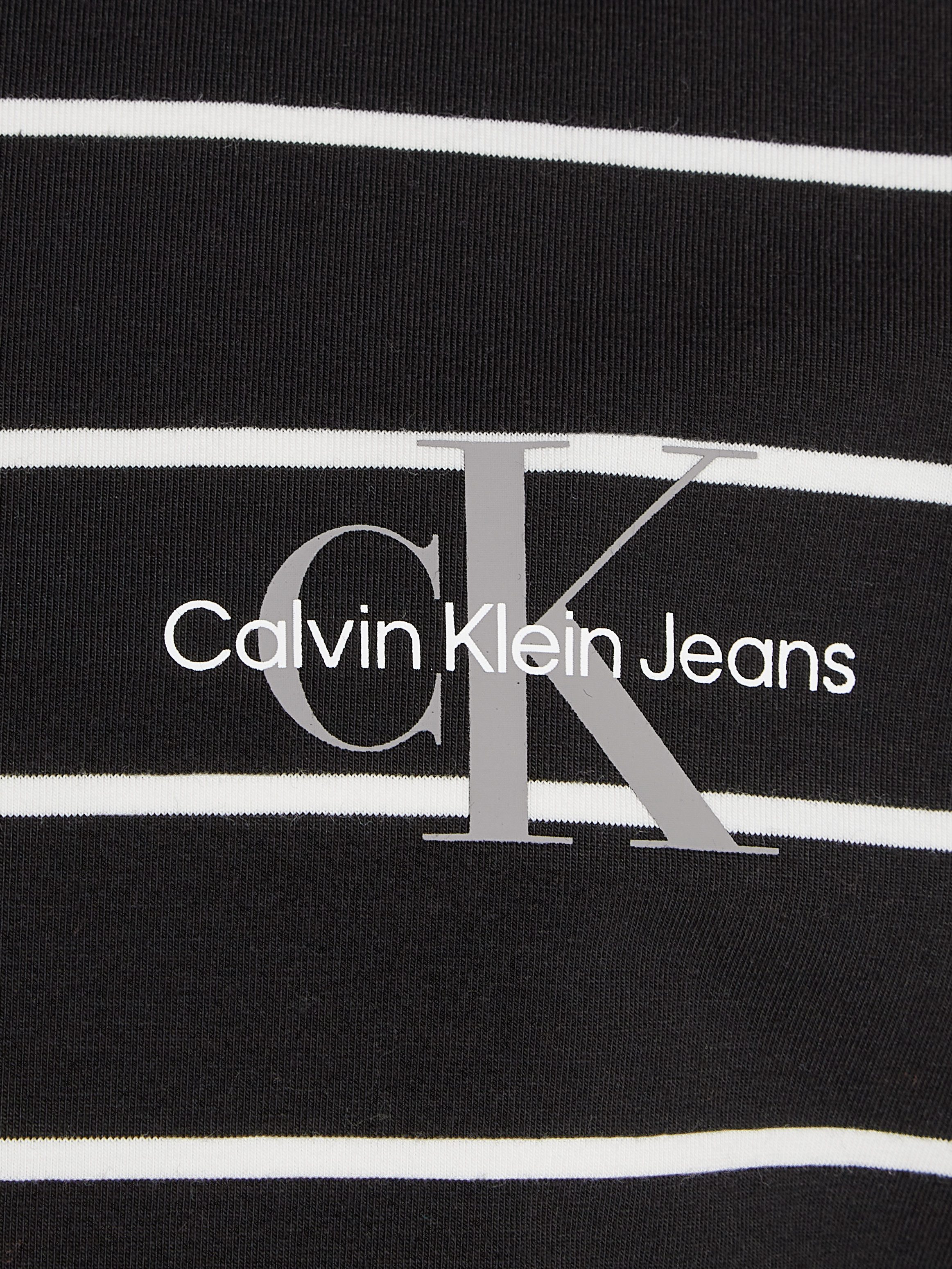 Calvin Klein Colshirt Slim Roll Neck Stripe Ls T-Shirt voor kinderen tot 16 jaar en met logo-opdruk