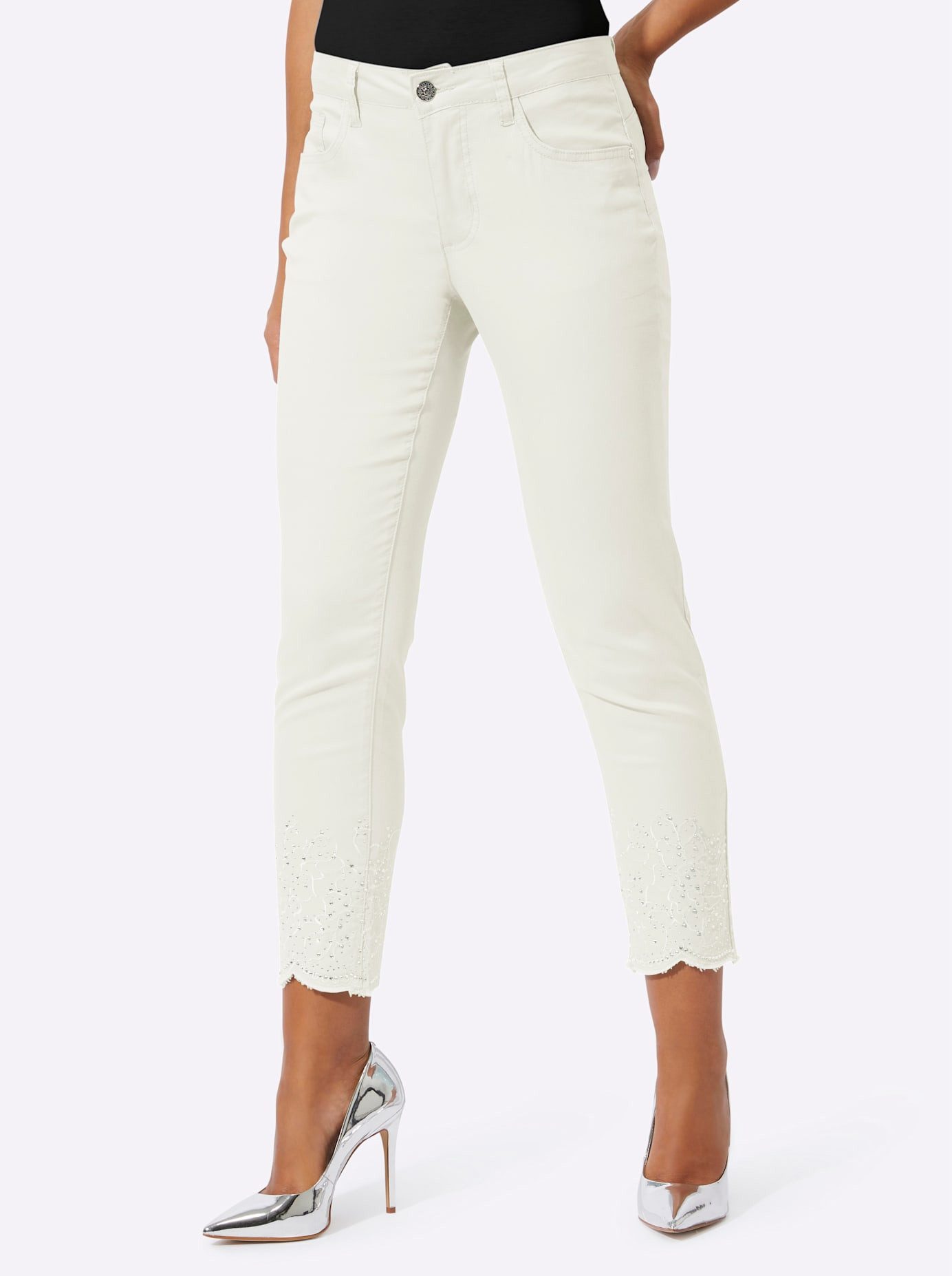 Creation L 5-pocket jeans dames skinny jeans maat 26 beige