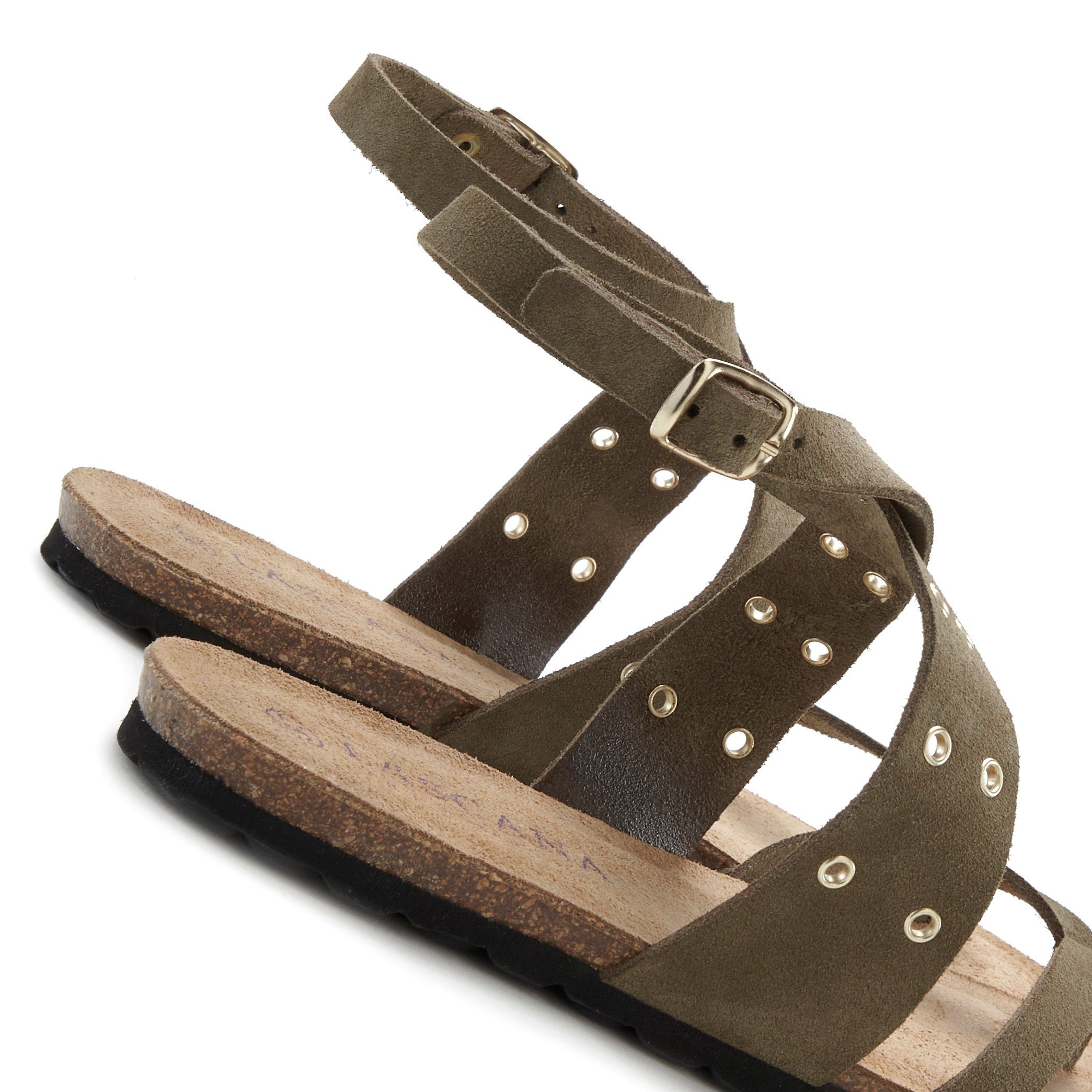 Lascana Teenslippers Sandaal met studs en kurken voetbed