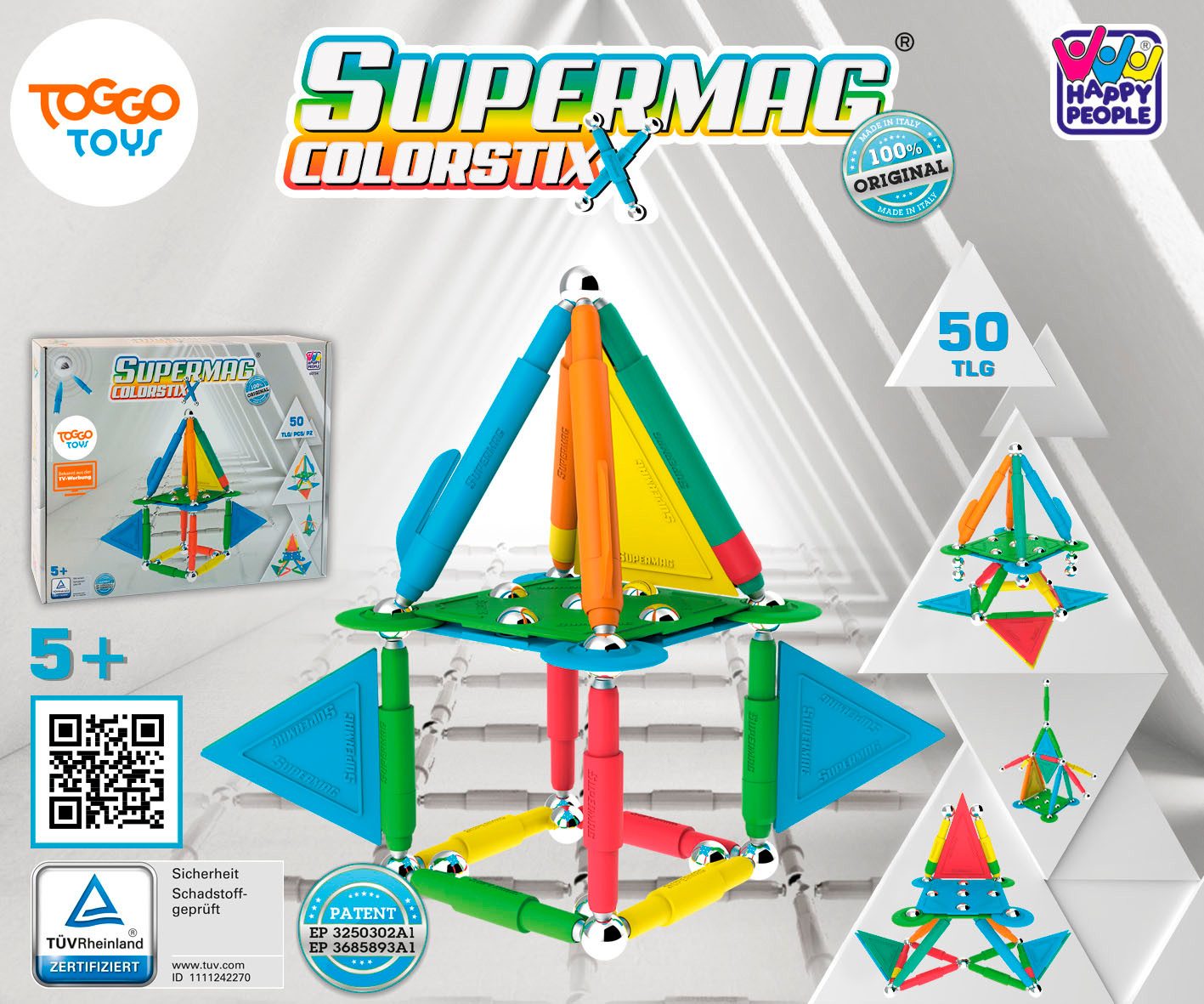 Happy People Magnetische speelblokken Supermag Color Stix (set, 50 stuks)