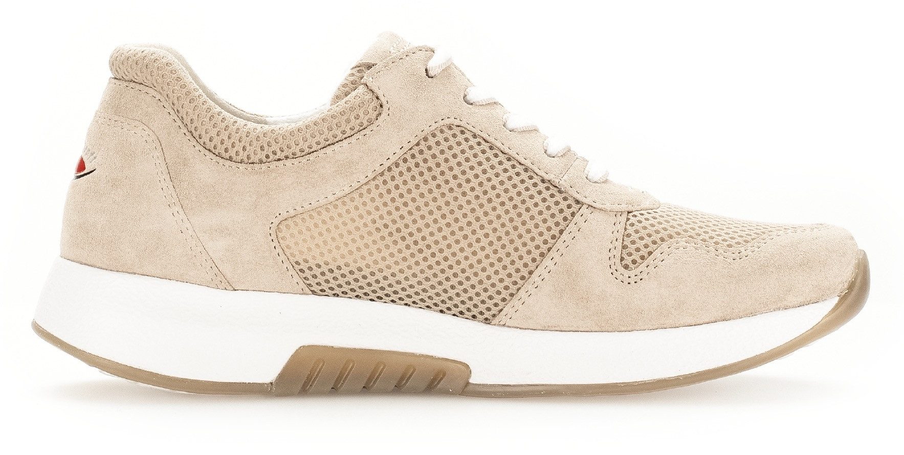 Gabor Rollingsoft Sneakers met sleehak , vrijetijdsschoen, lage schoen, veterschoen in zomerse materiaalmix