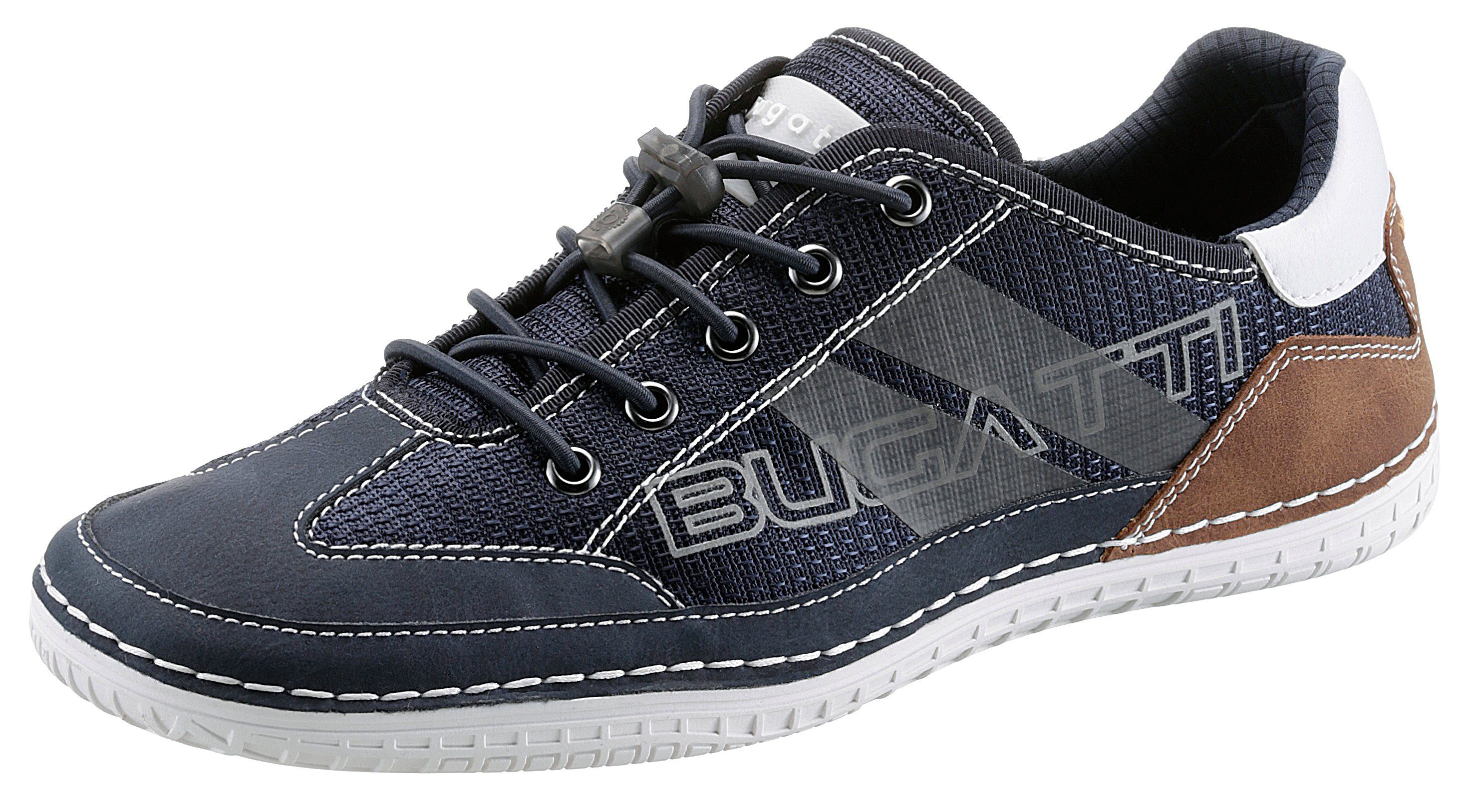 Bugatti Slip-on sneakers vrijetijdsschoen, lage schoen, instapper met contraststiksels en afwerkingen